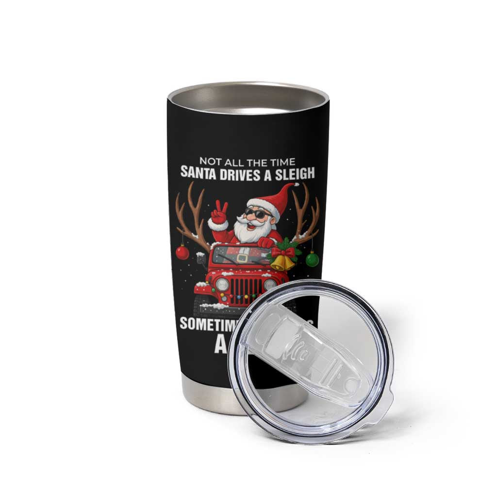 Santa Claus Drive A JEEP Tumbler Cup Funny Xmas Holiday Patterns - Aljaira