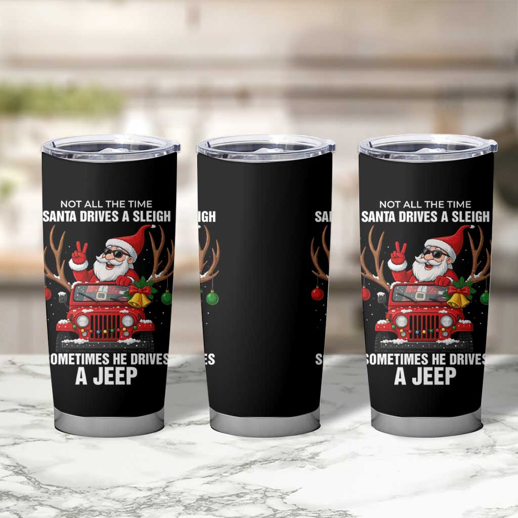 Santa Claus Drive A JEEP Tumbler Cup Funny Xmas Holiday Patterns - Aljaira