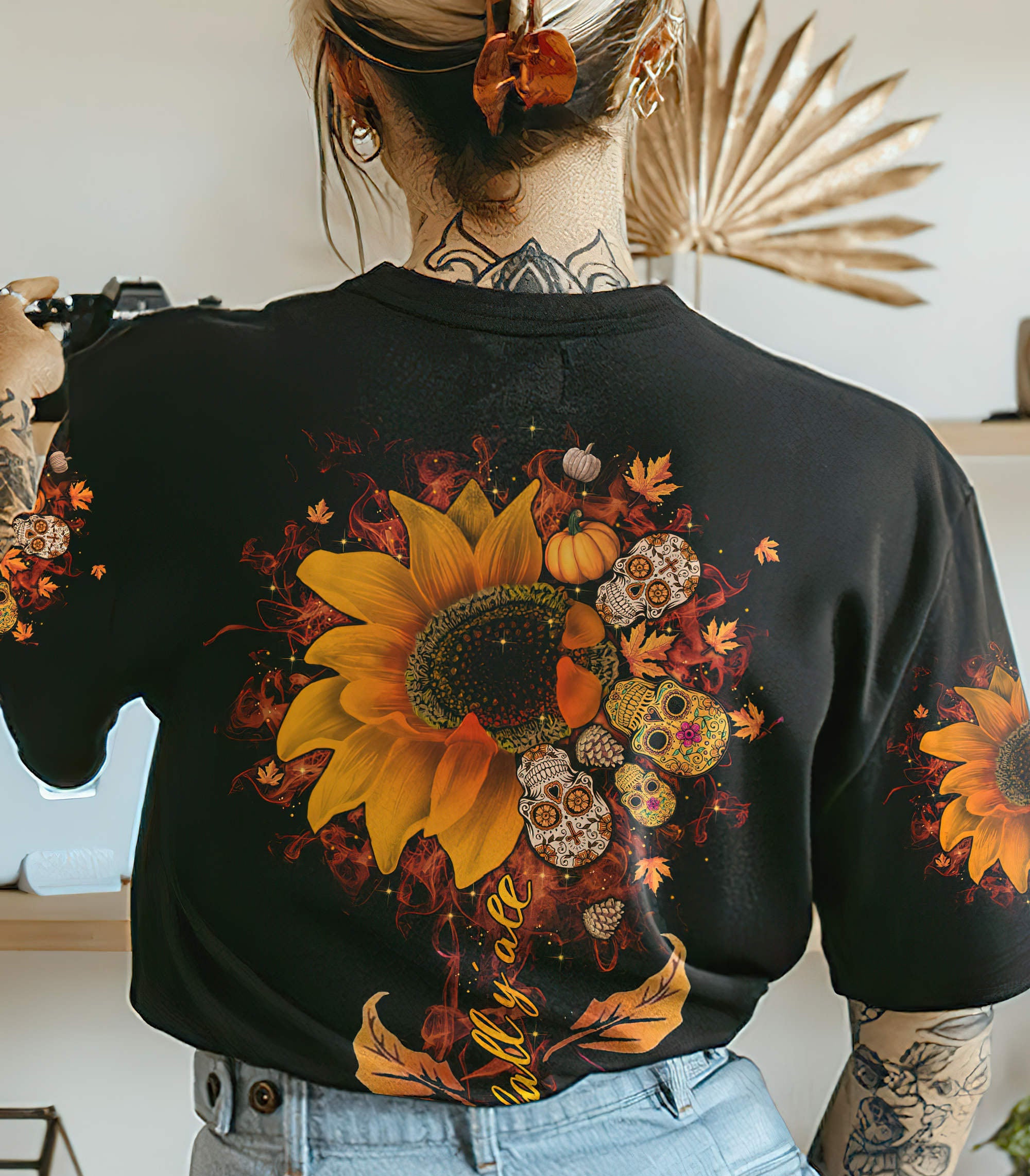 happy-fall-yall-sunflower-skull-all-over-print-t-shirt