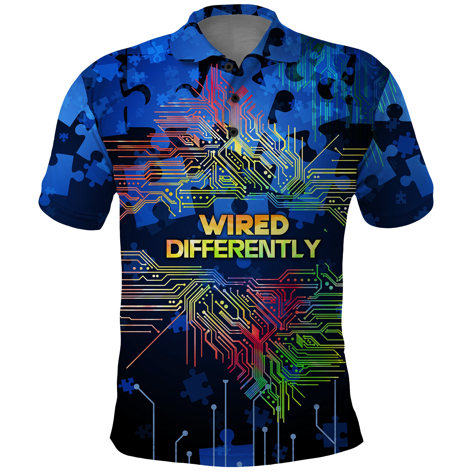 Autism Acceptance Month Neurodiversity - Wired Differently Polo Shirt ...