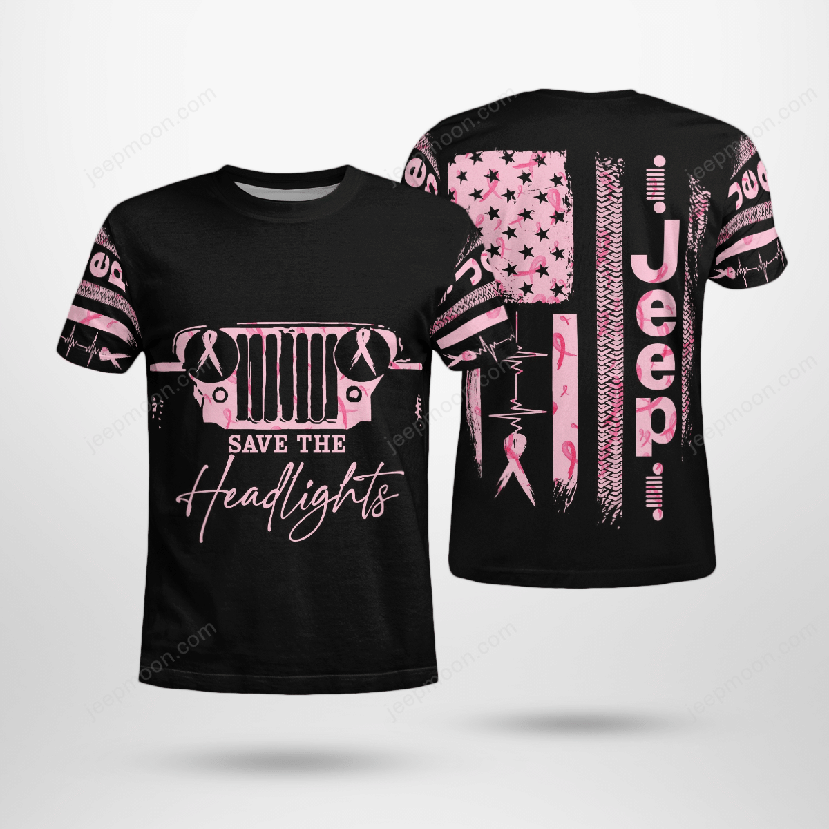 Jeep Breast Cancer Save The Headlights TShirt Aljaira