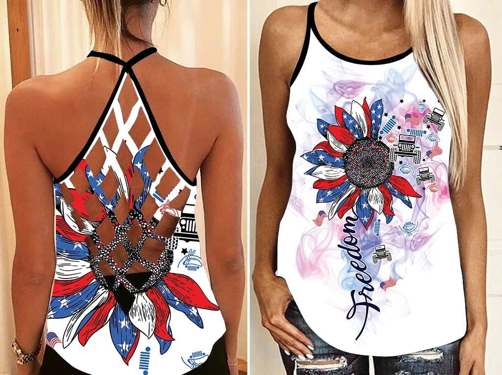 american-jeep-girl-freedom-sunflower-criss-cross-tank-top-legging-3d