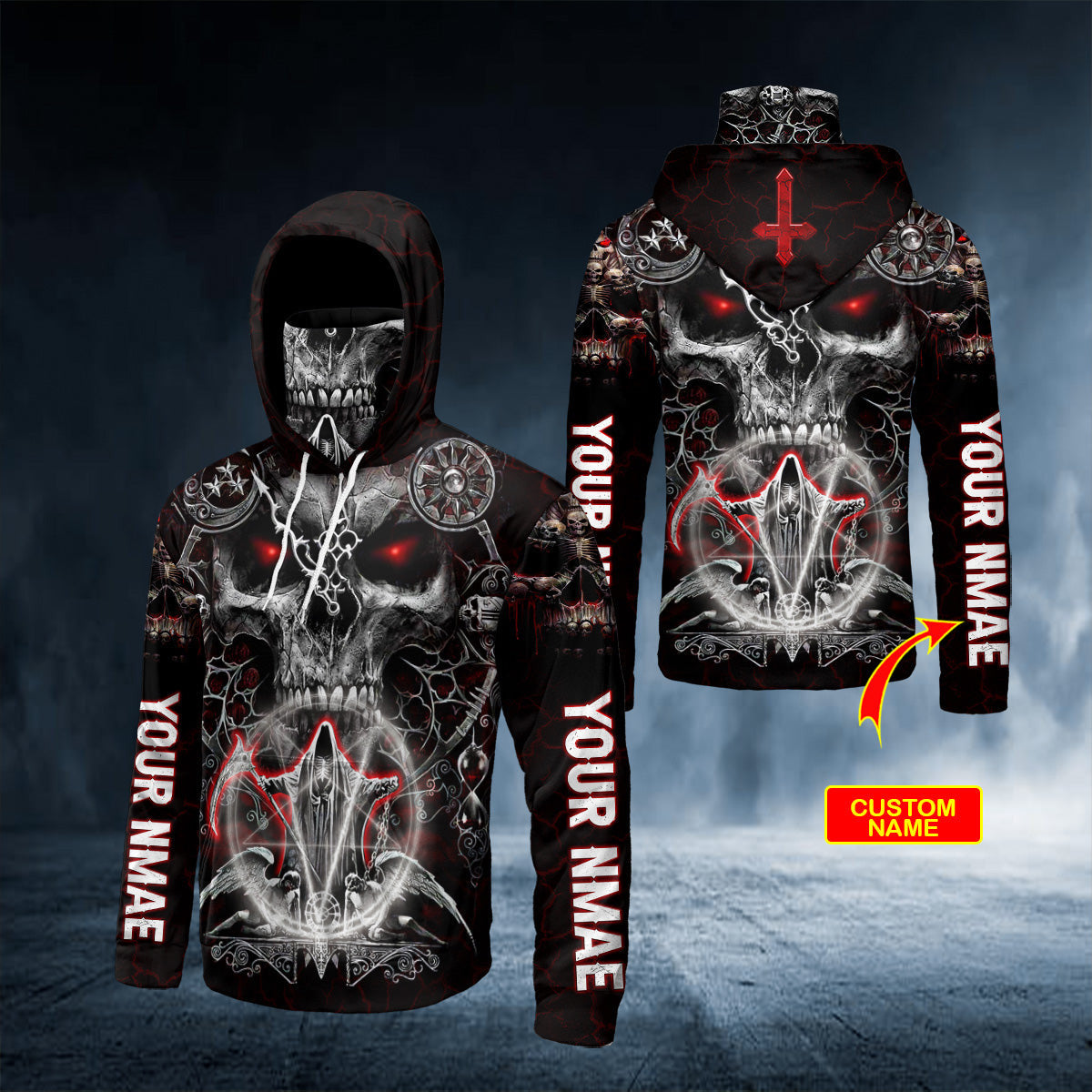 Satanic Compass Grim Reaper Skull Personalized 3d Printed Hoodie, LT11 ...