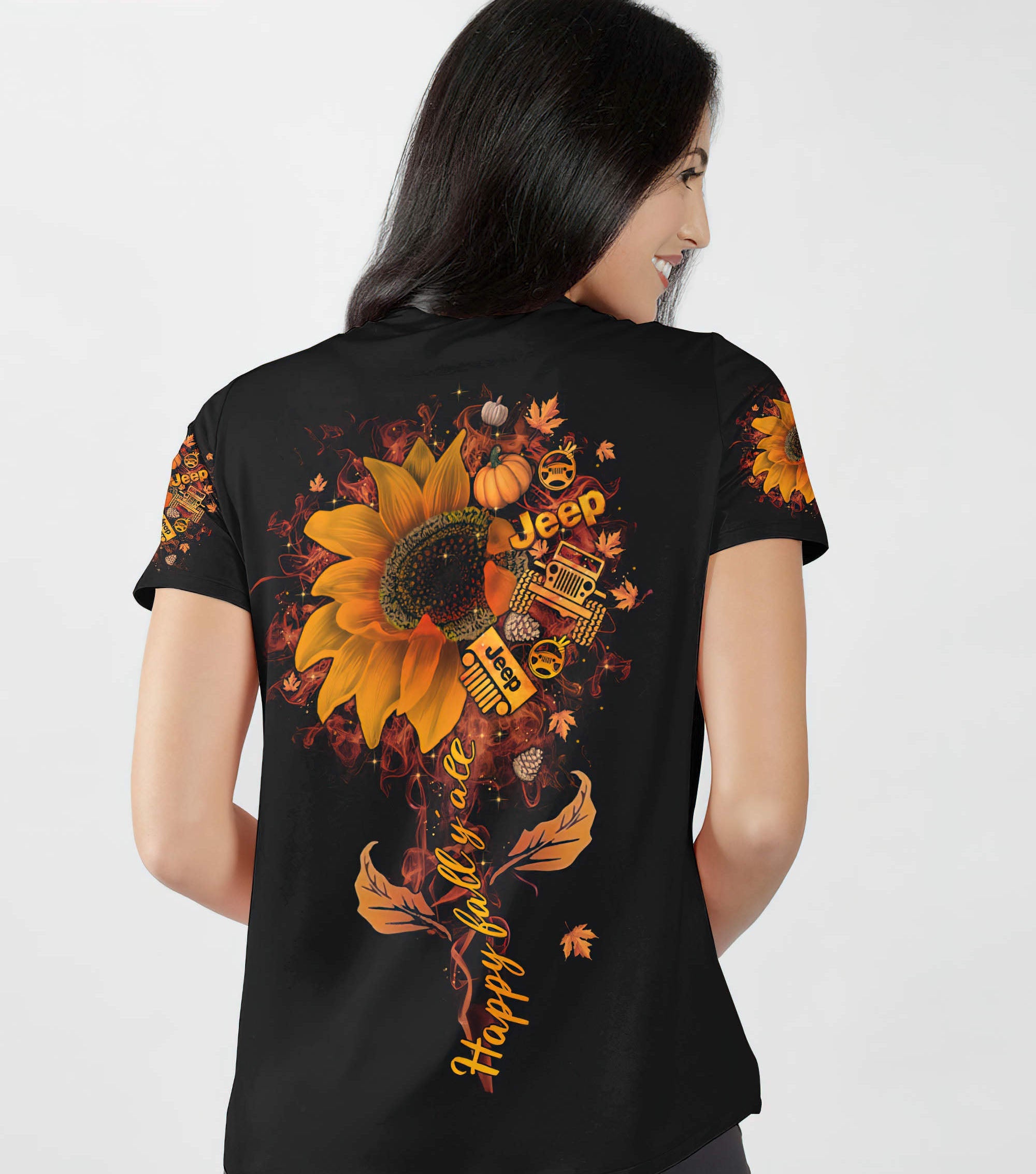 happy-fall-yall-sunflower-women-v-neck-t-shirt