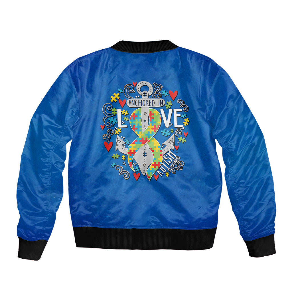 Autism Jacket Autism Awareness Month Marine Life - Anchor In Love Sleeve Zip Bomber ...