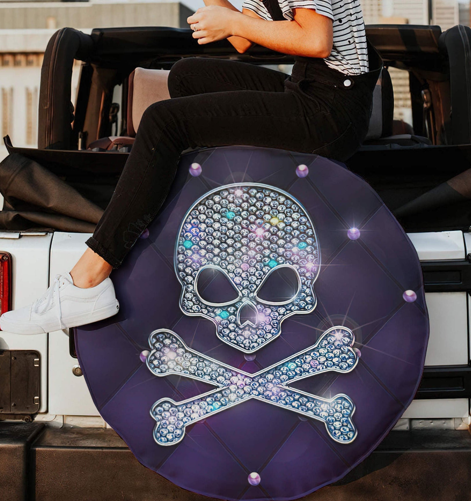 Skull Bone Diamond Automotive Spare Tire Cover