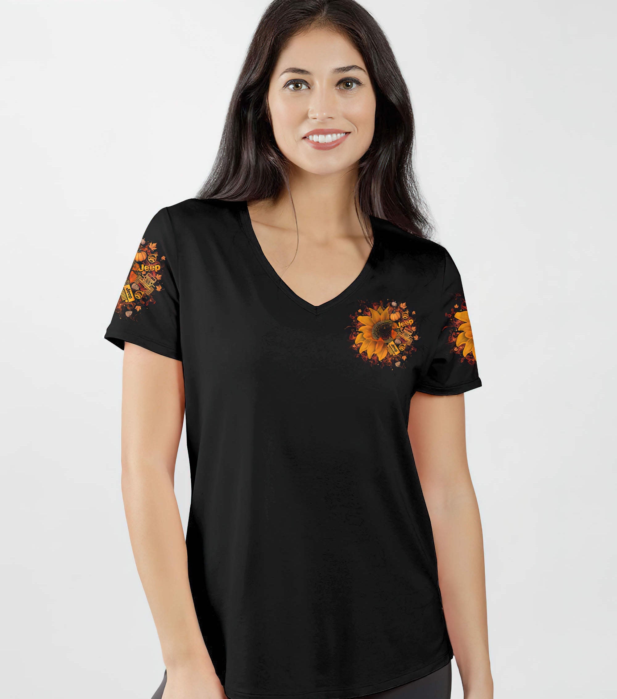 happy-fall-yall-sunflower-women-v-neck-t-shirt