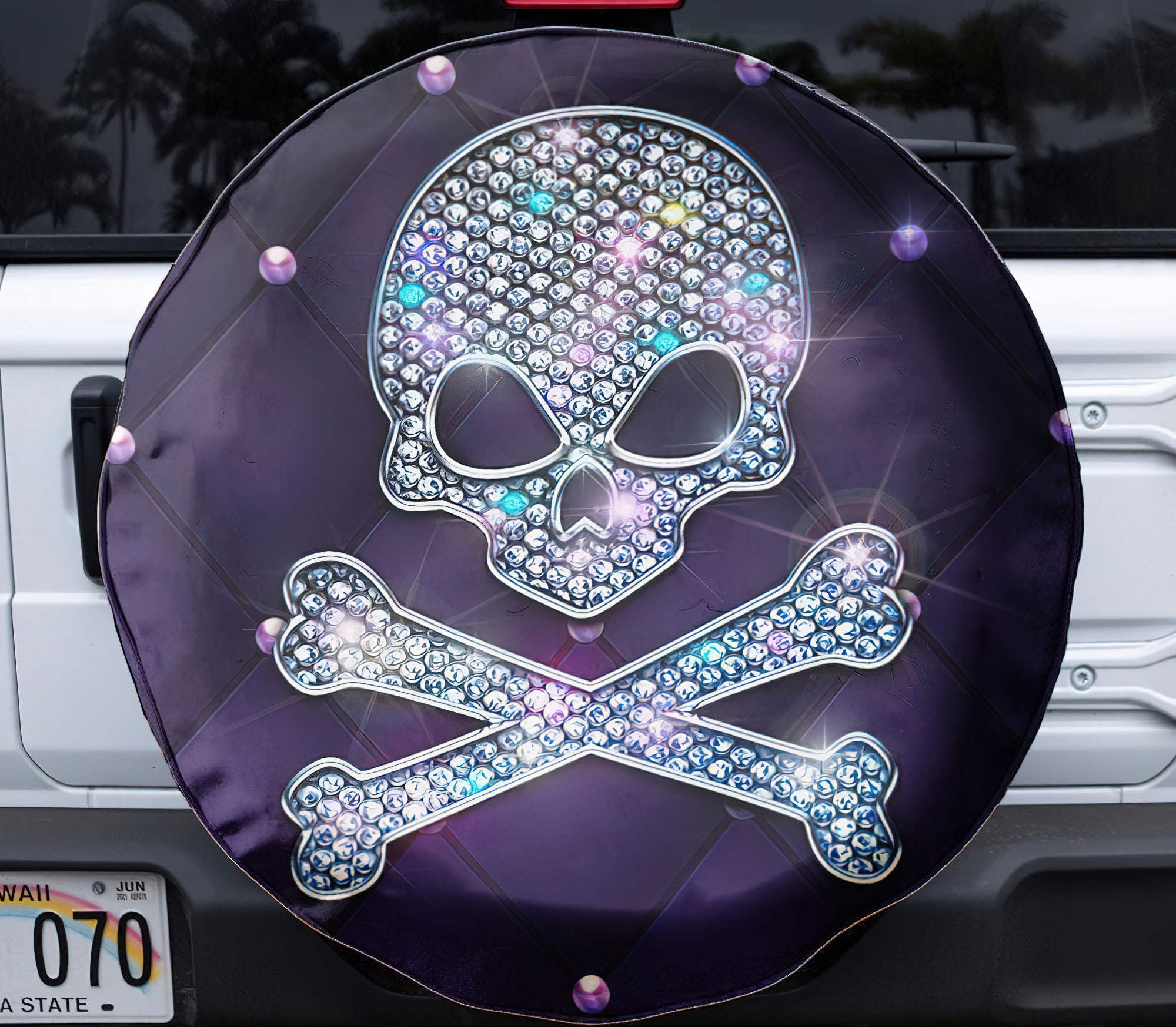 Skull Bone Diamond Automotive Spare Tire Cover