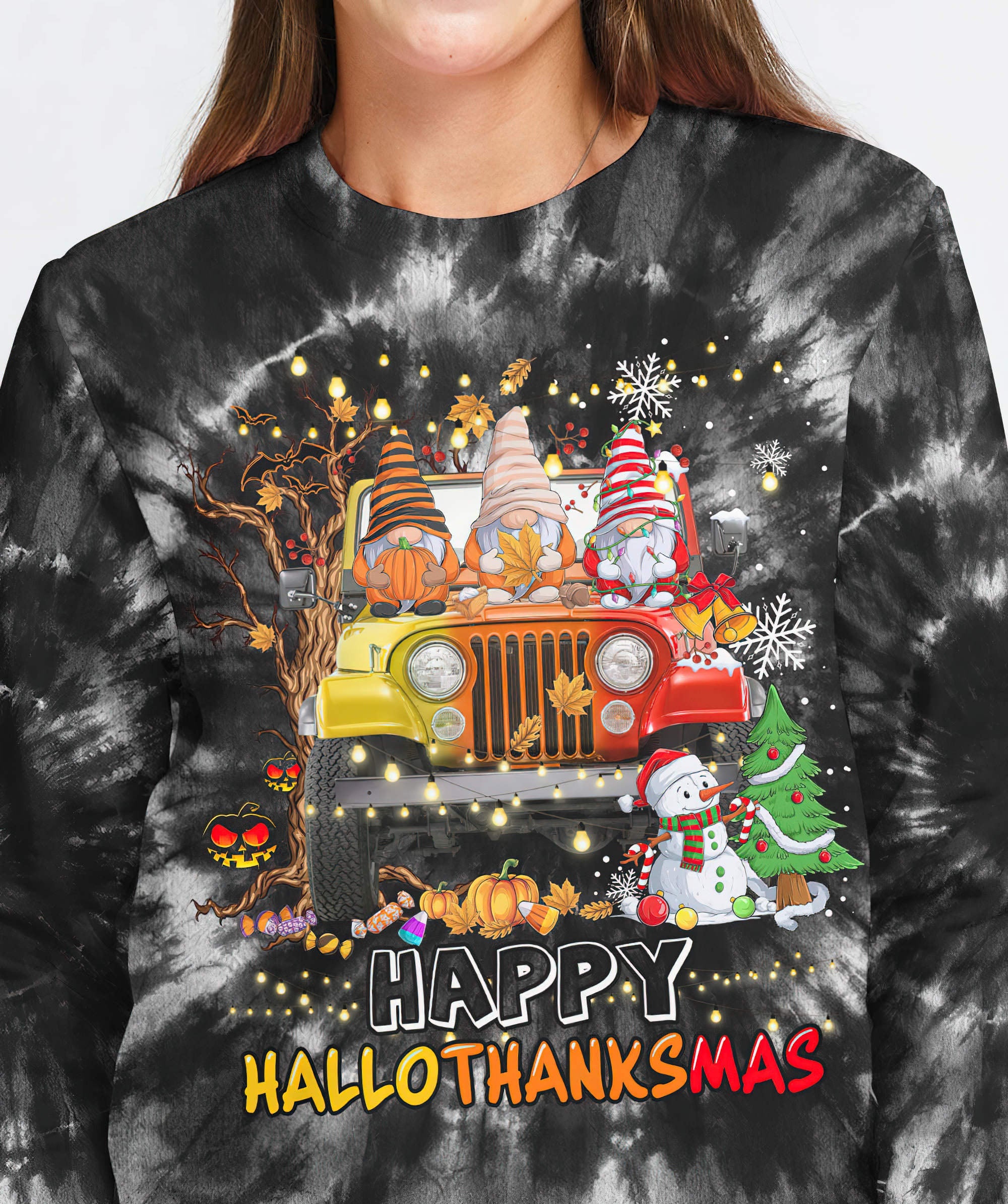 happy-hallothanksmas-jeep-gnomies-tie-dye-sweatshirt