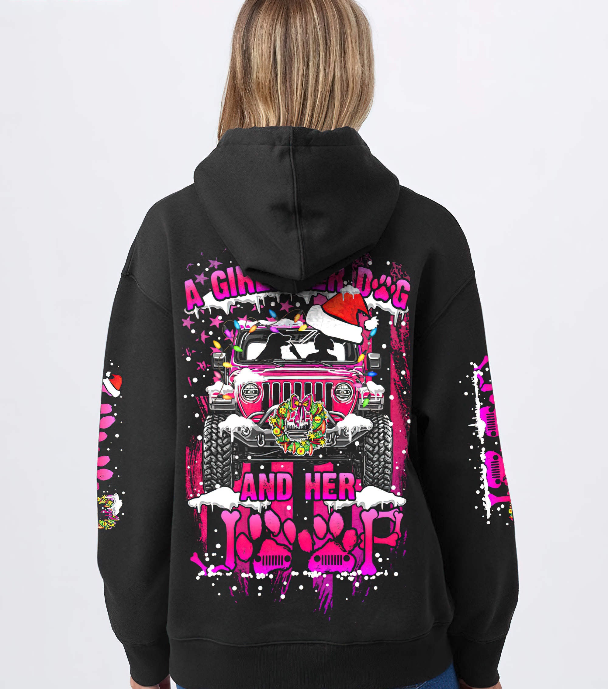 a-girl-her-dog-and-her-jeep-christmas-hoodie
