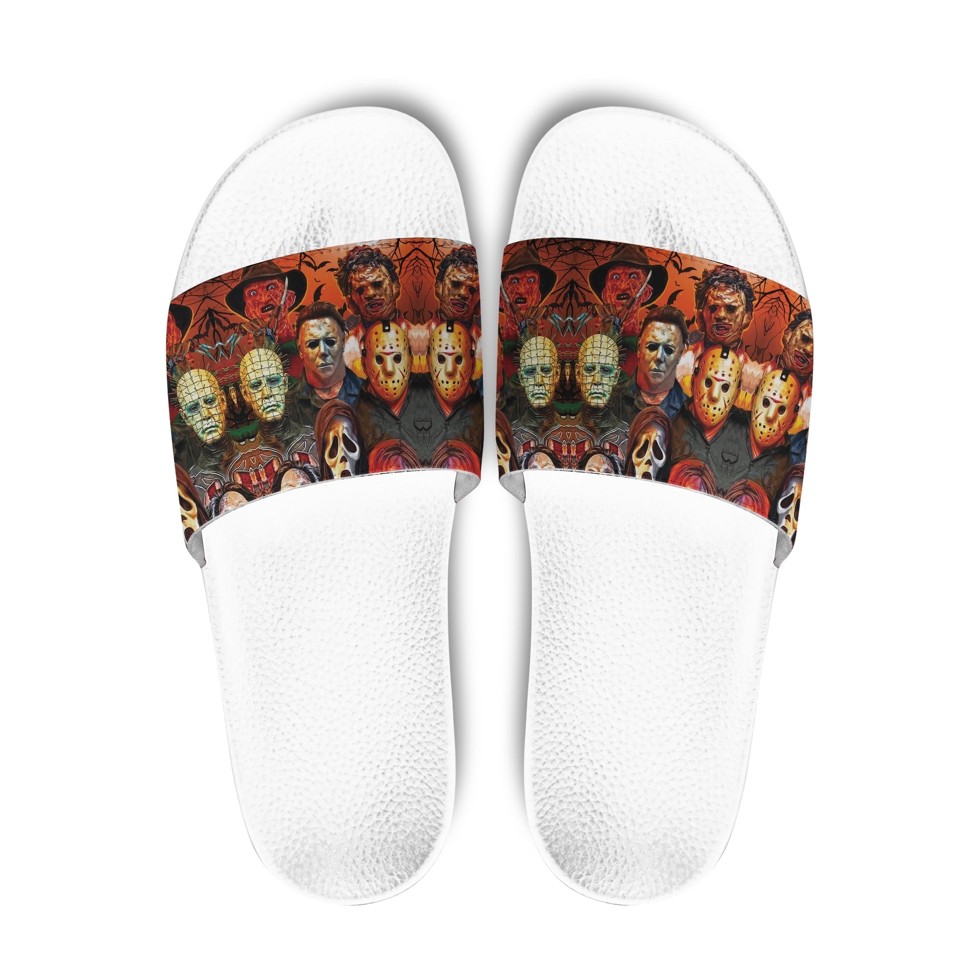 happy-halloween-slide-sandals-scary-characters-in-the-dark-forest