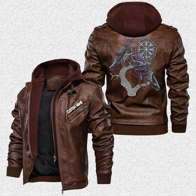 custom-personalised-viking-leather-jacket-viking-vegvisir-with-raven-hrafn