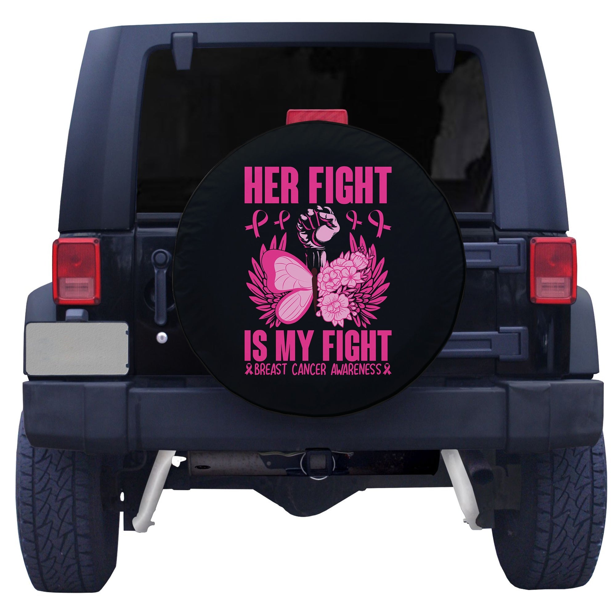 Her Fight Is My Fight Breast Cancer Awareness Spare Tire Cover - LT12