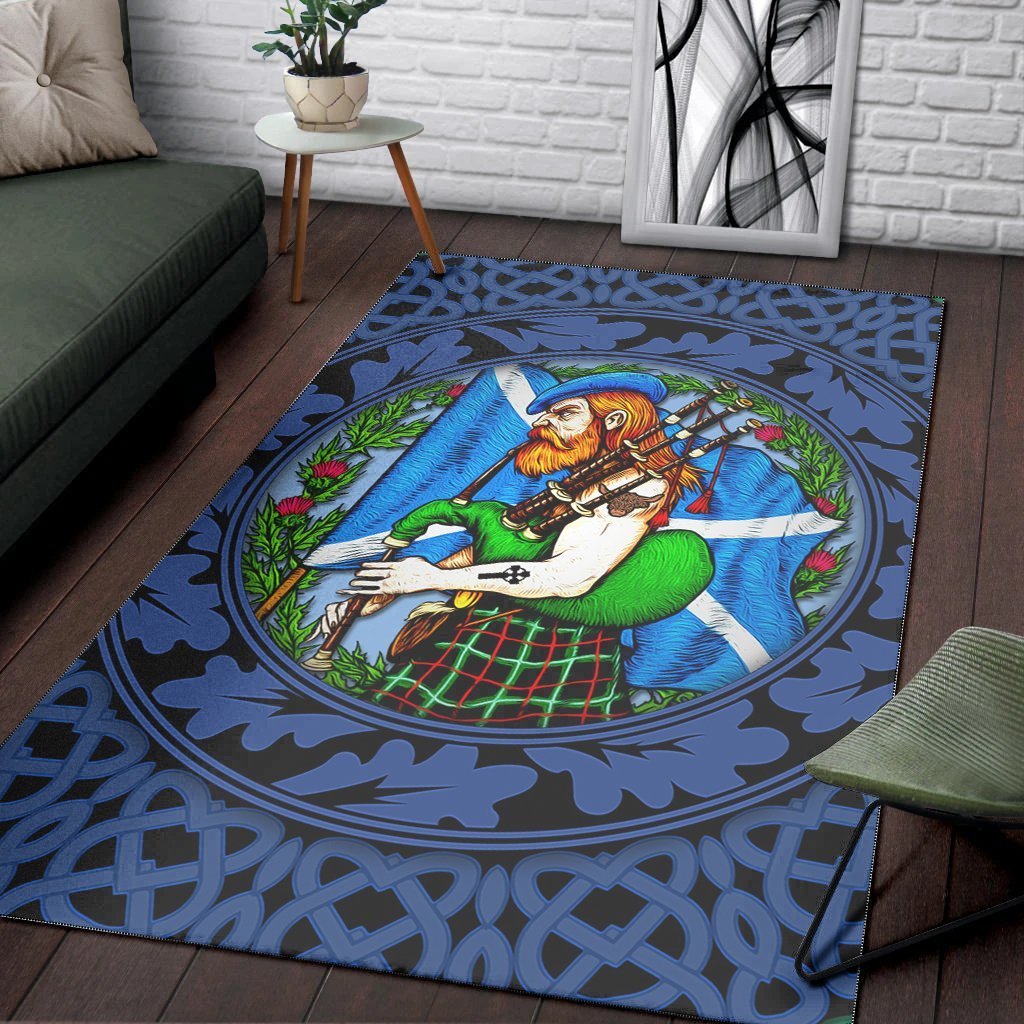 Traditional Scottish Rug Scotland Highlander Men with Traditional Bagpipes Area Rug – Aljaira