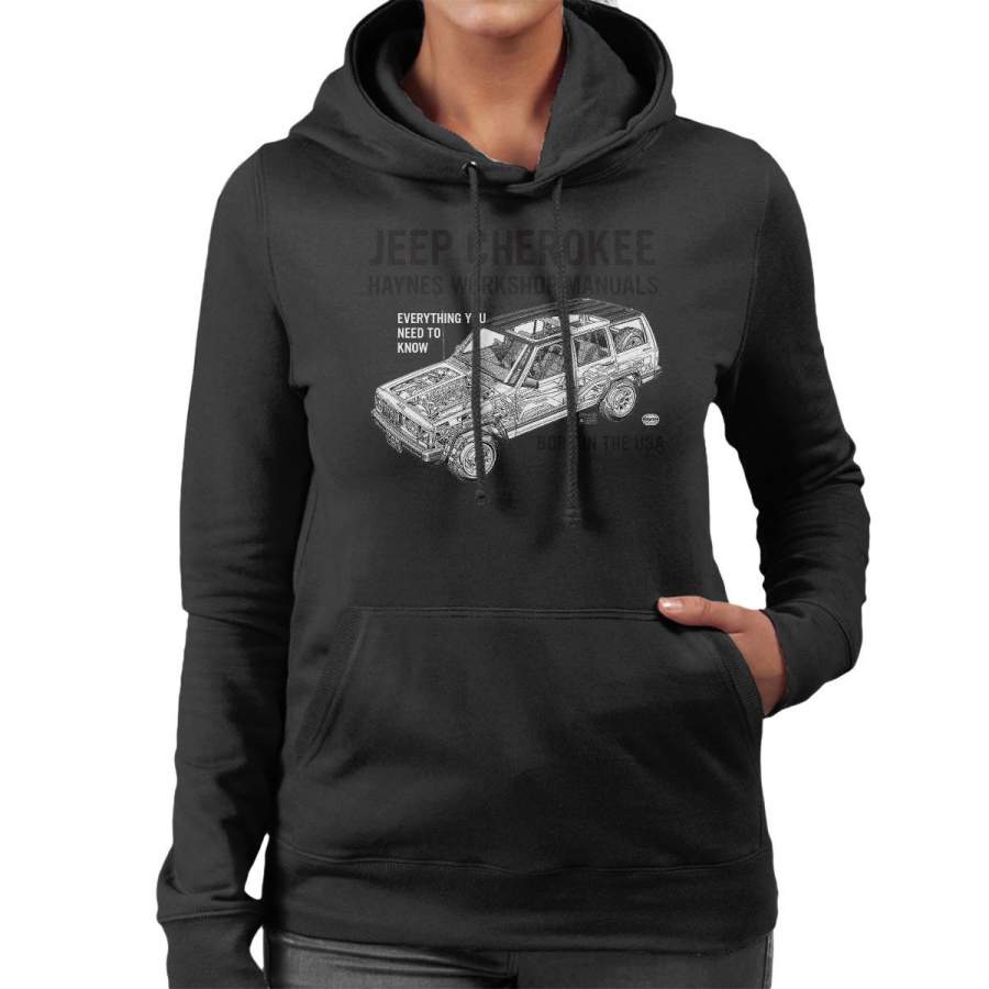 haynes-owners-workshop-manual-jeep-cherokee-black-womens-hooded-sweatshirt