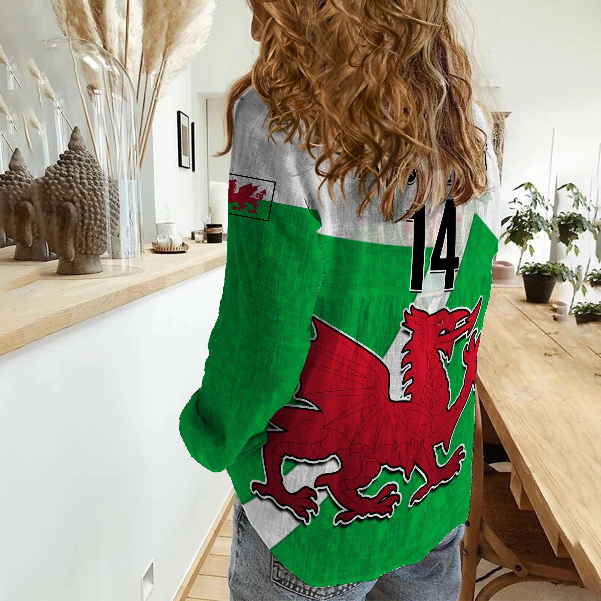 custom-text-and-number-wales-football-women-casual-shirt-come-on-welsh-dragon-with-celtic-knot-pattern