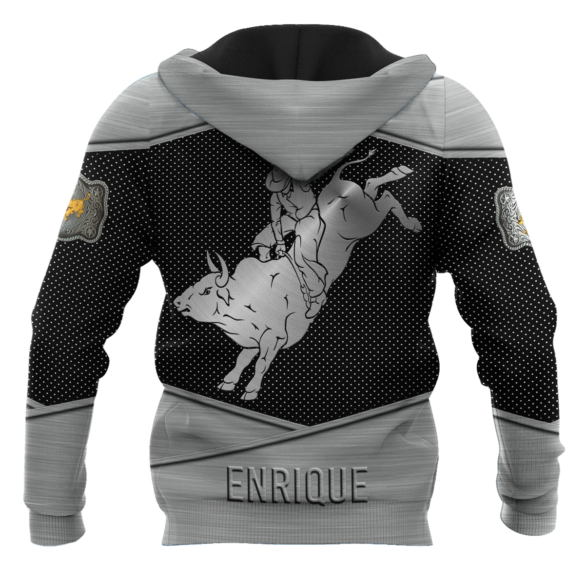Personalized Name Bull Riding Hoodie - Bull Riding Apparel Metal Patte ...