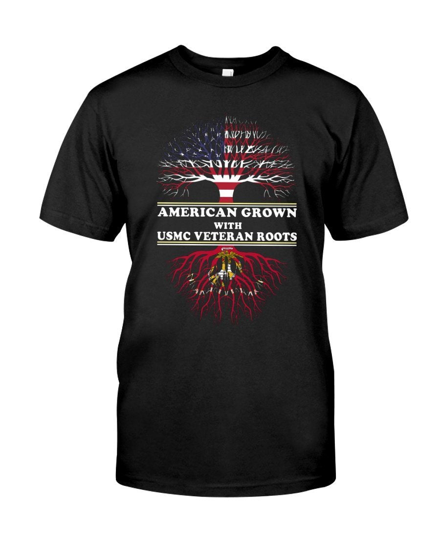 American Grown With USMC Veteran Roots Veteran Unisex T Shirt LT11