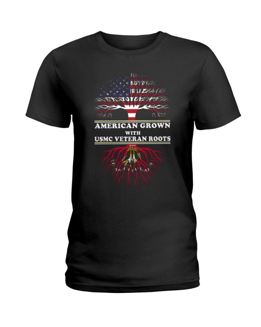 American Grown With USMC Veteran Roots Veteran Unisex T Shirt LT11
