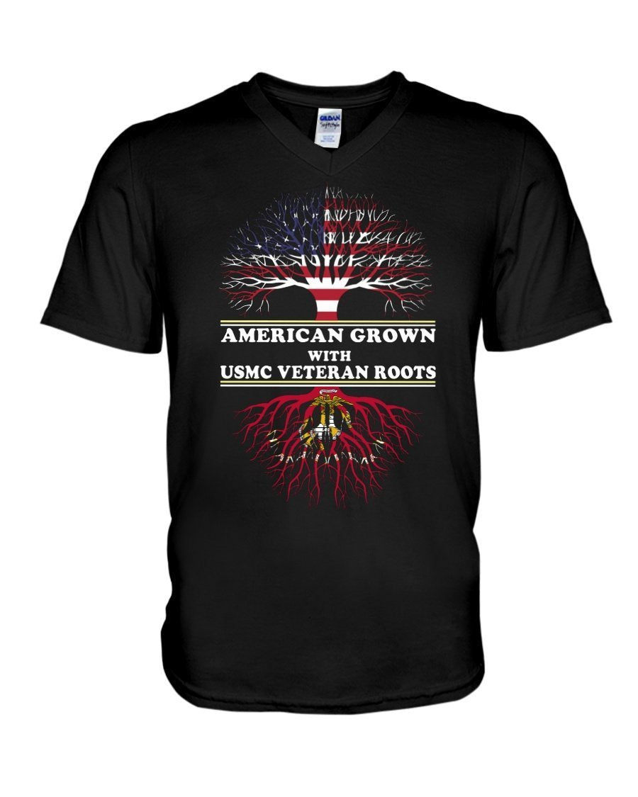 American Grown With USMC Veteran Roots Veteran Unisex T Shirt LT11