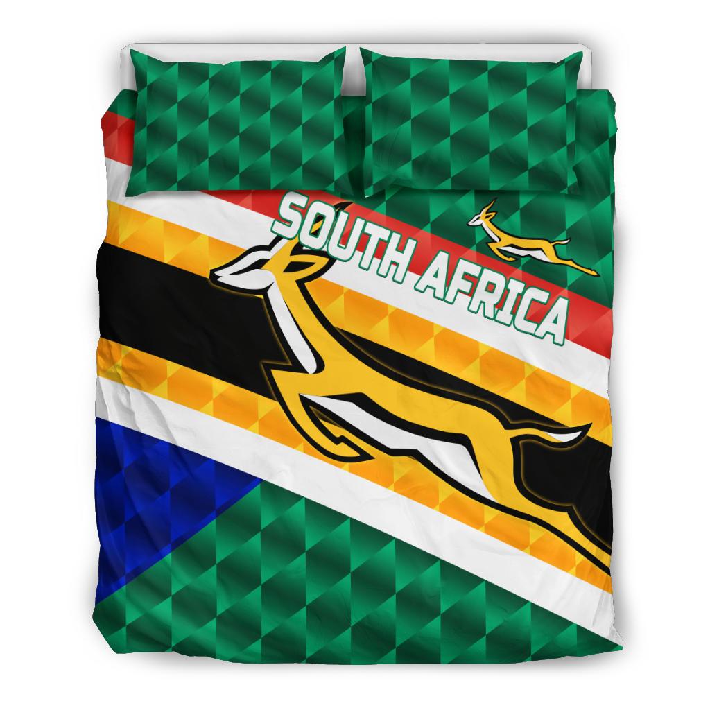 New Zealand And South Africa Rugby Quilt Bed Set 2023 Springboks Combine All Black Silver Fern LT05 main image 1