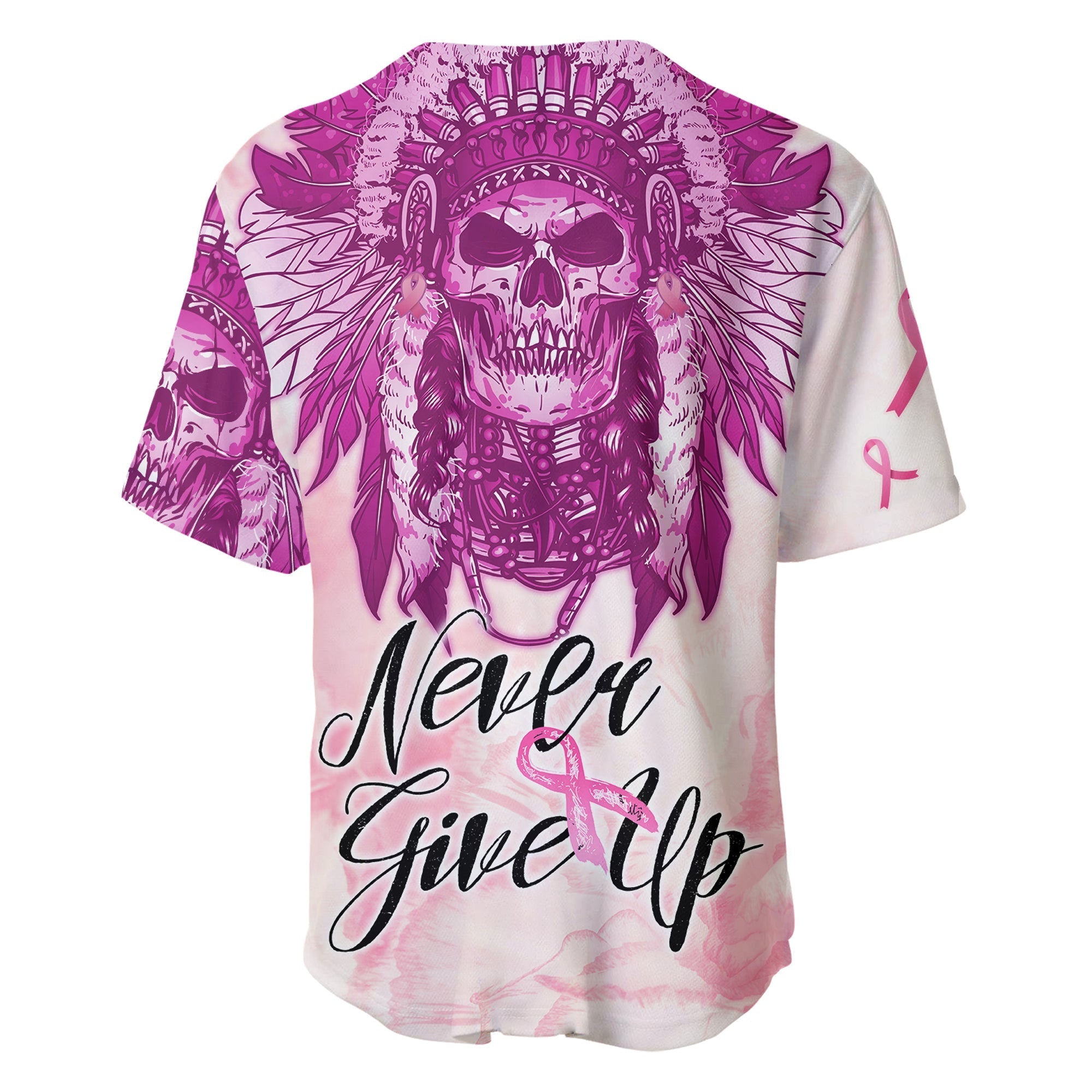 custom-personalised-pink-power-breast-cancer-baseball-jersey-never-give-up-native-american-skull