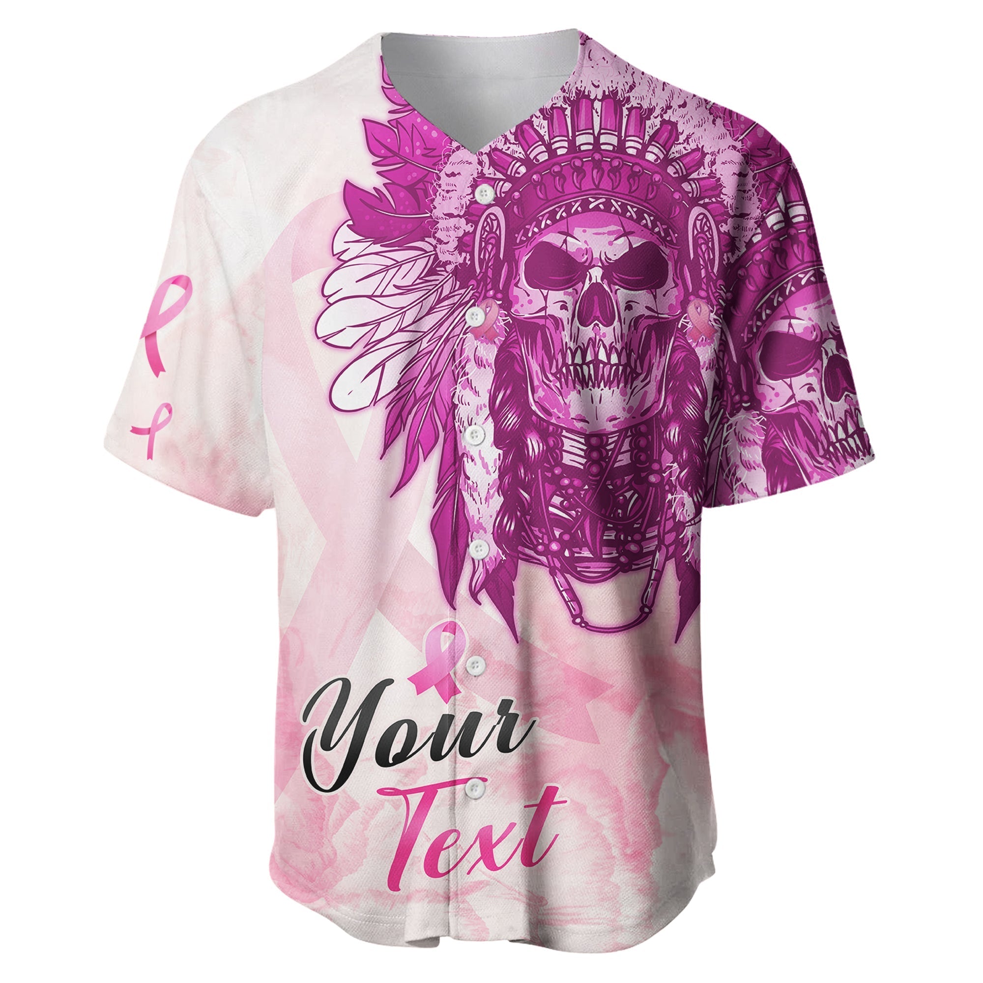 custom-personalised-pink-power-breast-cancer-baseball-jersey-never-give-up-native-american-skull