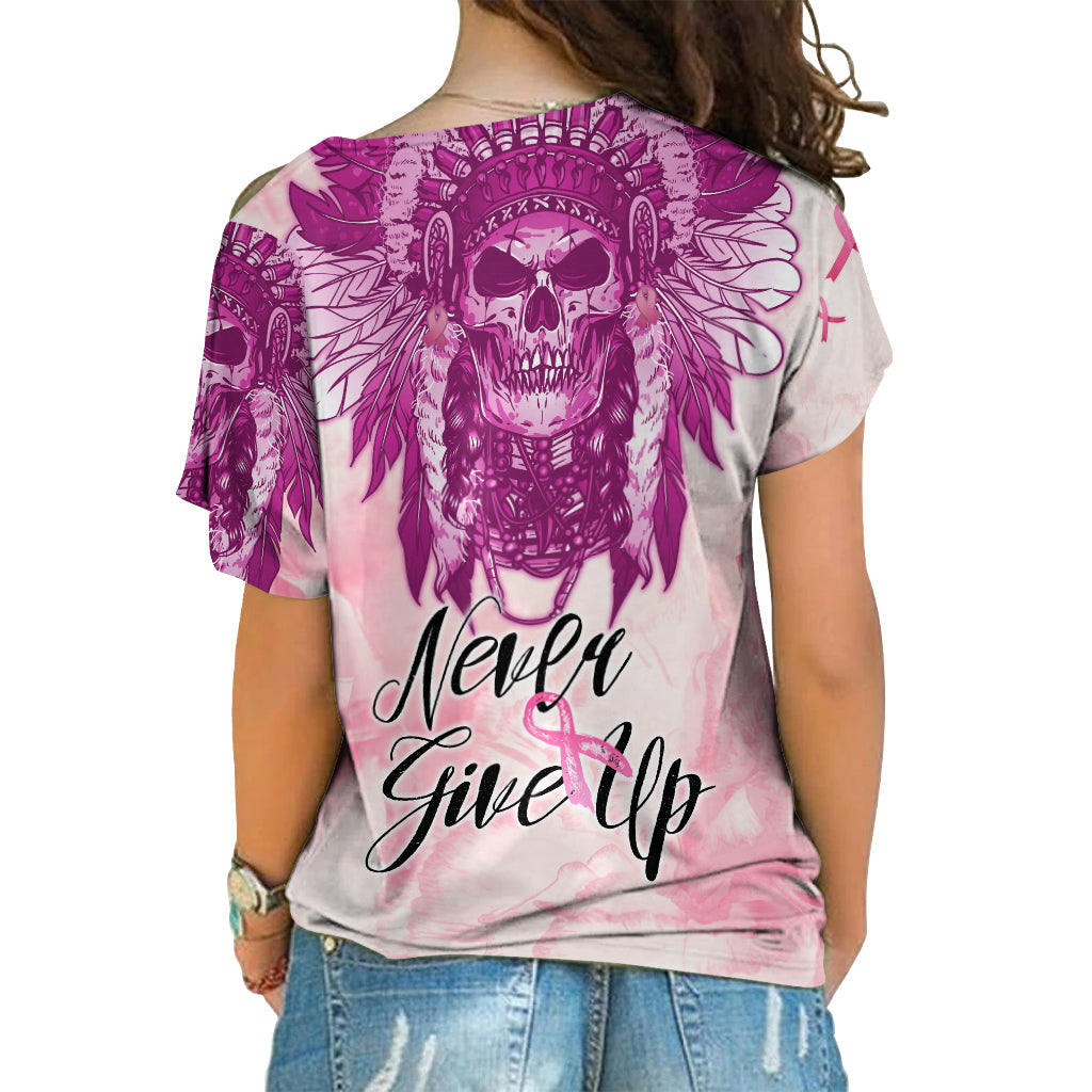 custom-personalised-pink-power-breast-cancer-cross-shoulder-shirt-never-give-up-native-american-skull