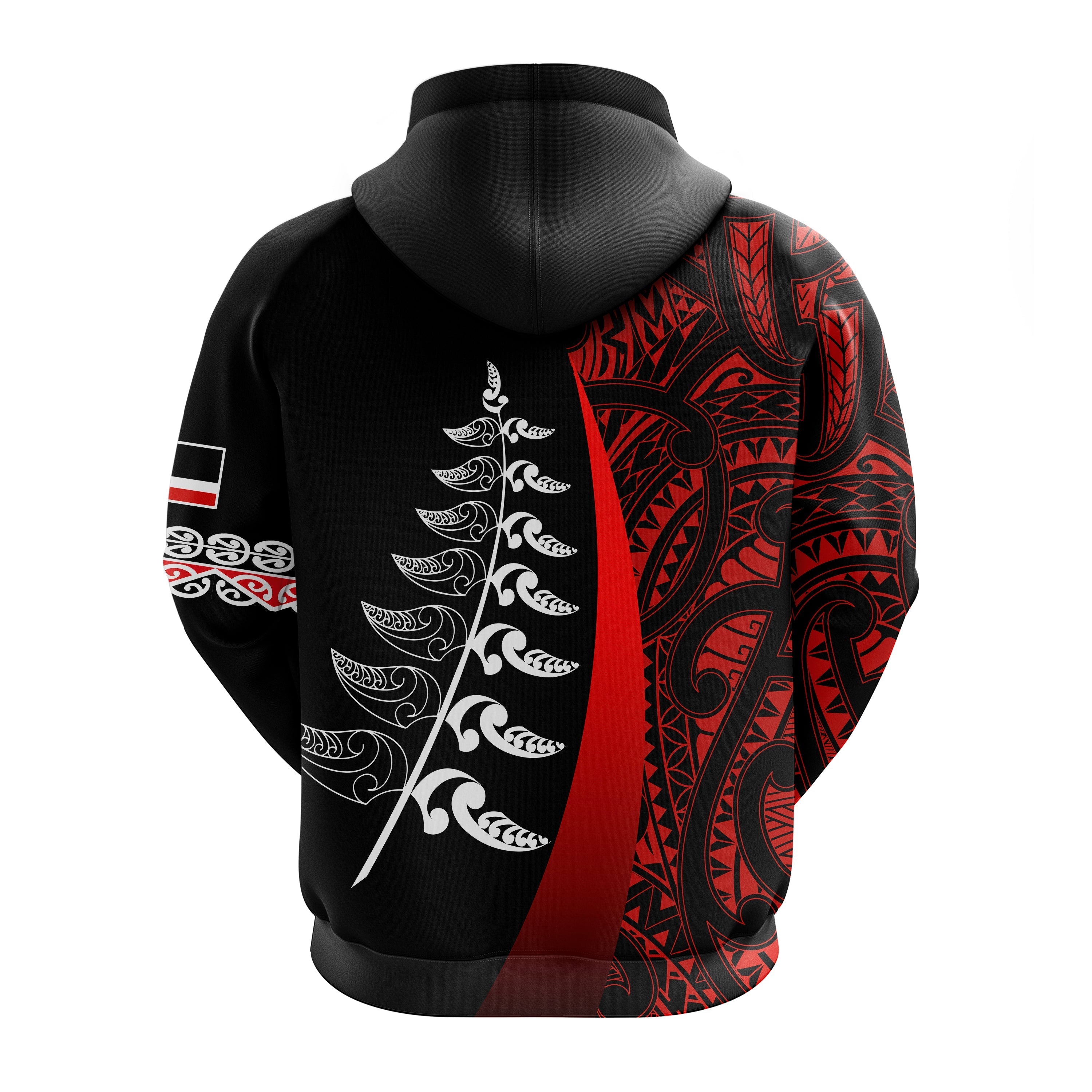 custom-personalised-waitangi-day-hoodie-maori-mix-fern-style-red
