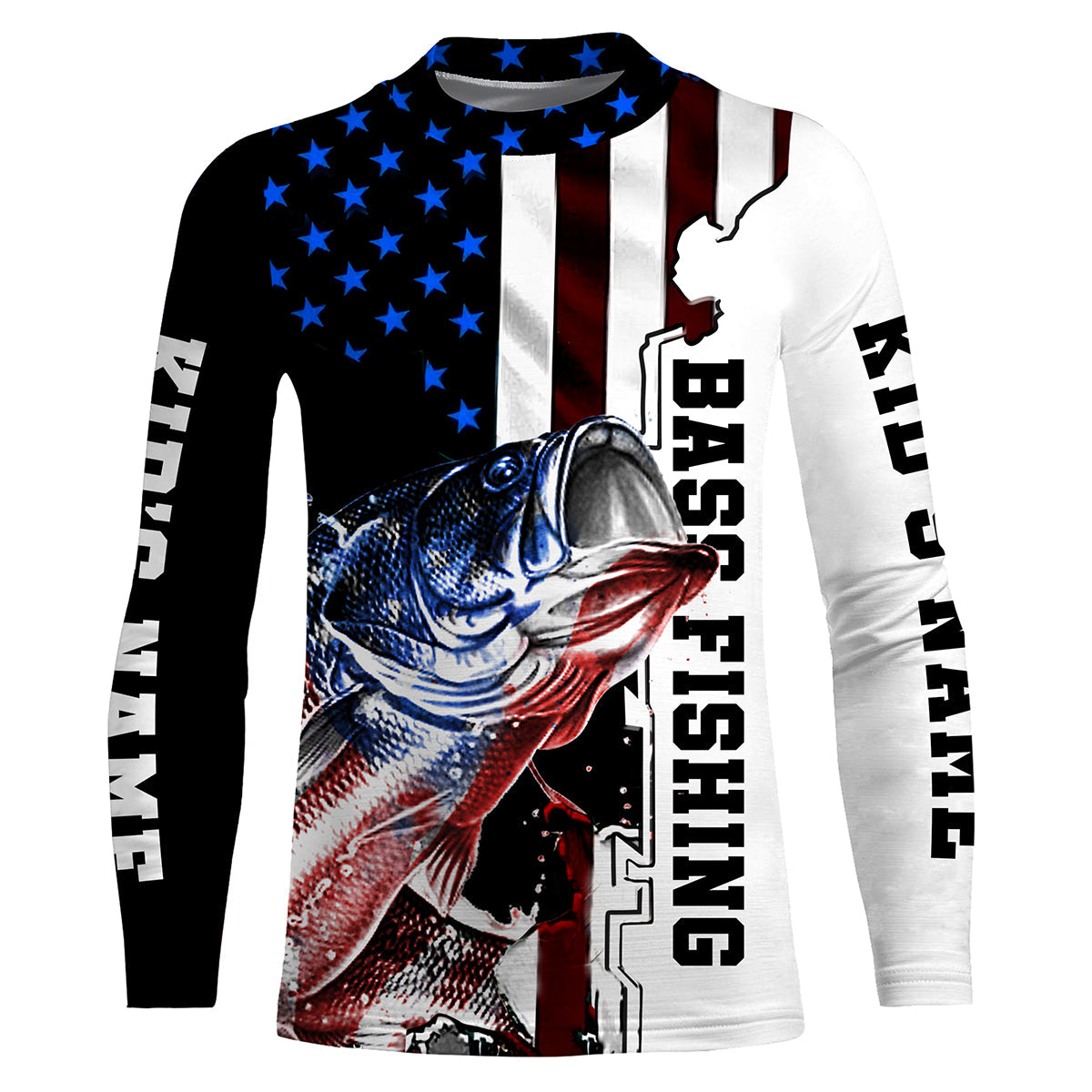 Personalized Largemouth Bass Fishing Jerseys American Flag Bass Long S –  Aljaira