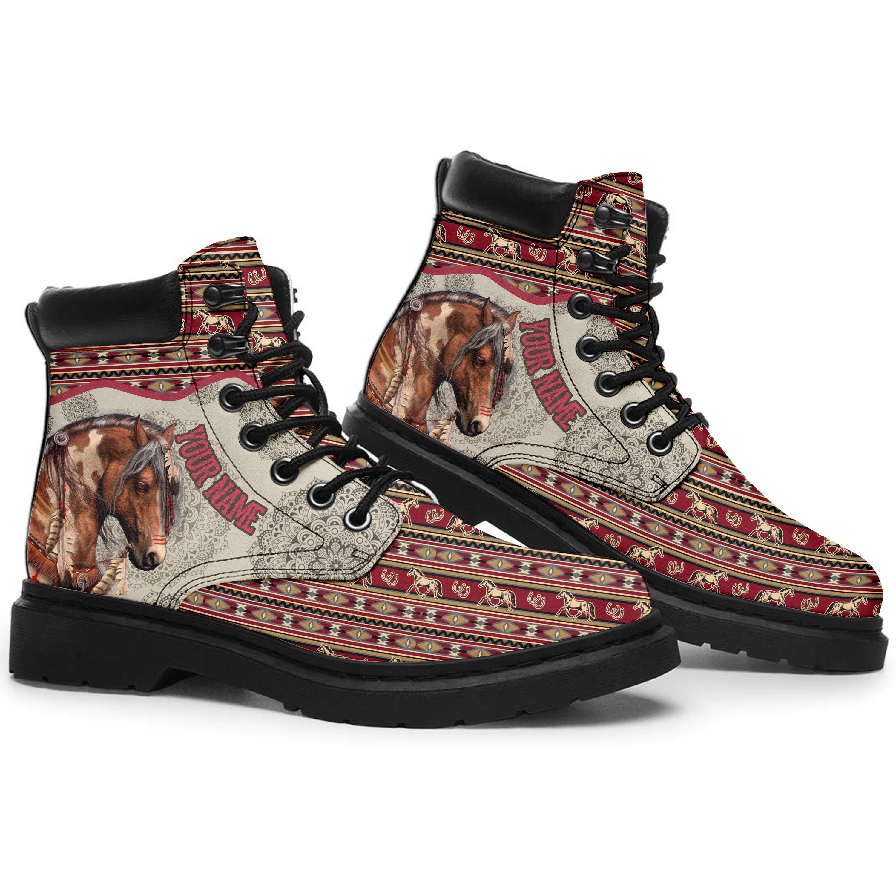 american-paint-horse-native-american-tribes-customized-name-horse-riding-boots-equestrian-boots-gift-for-horse-lovers-fishing-leather-boots