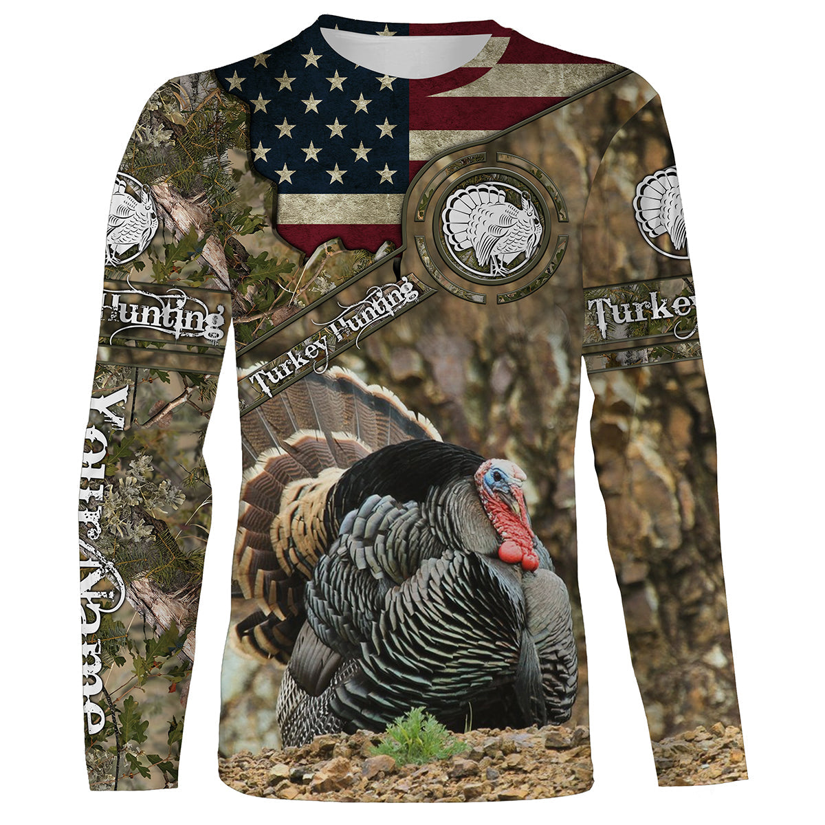 turkey-hunting-camo-american-flag-shirt-custom-name-turkey-hunting-shirts-hoodie-hunting-fishing-long-sleeve-shirts