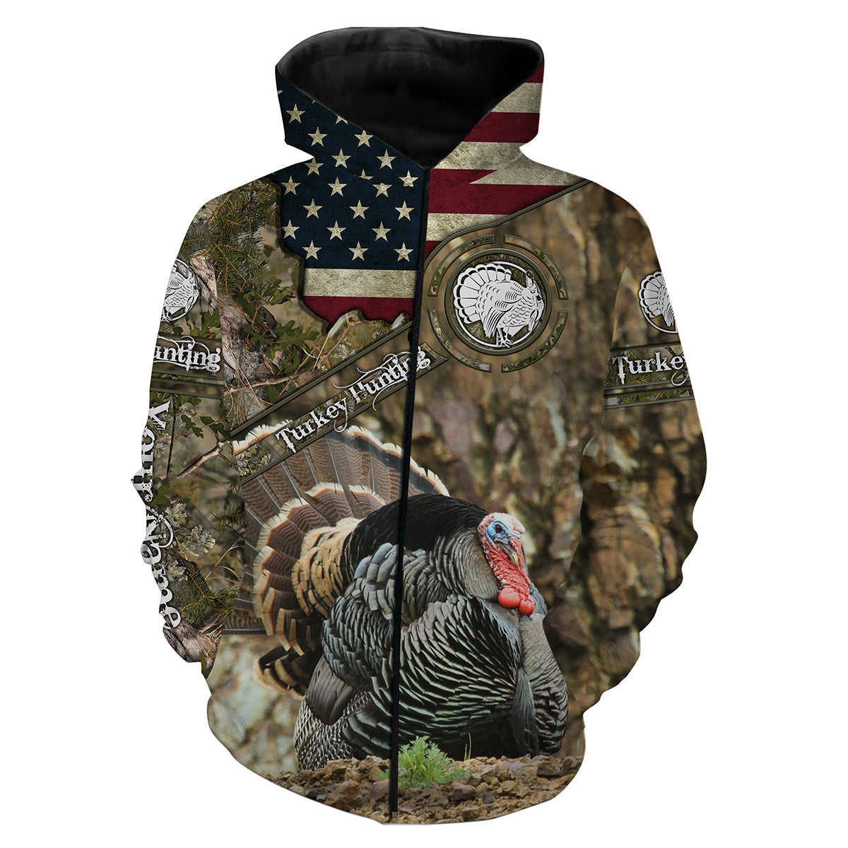 turkey-hunting-camo-american-flag-shirt-custom-name-turkey-hunting-shirts-hoodie-hunting-fishing-hoodie