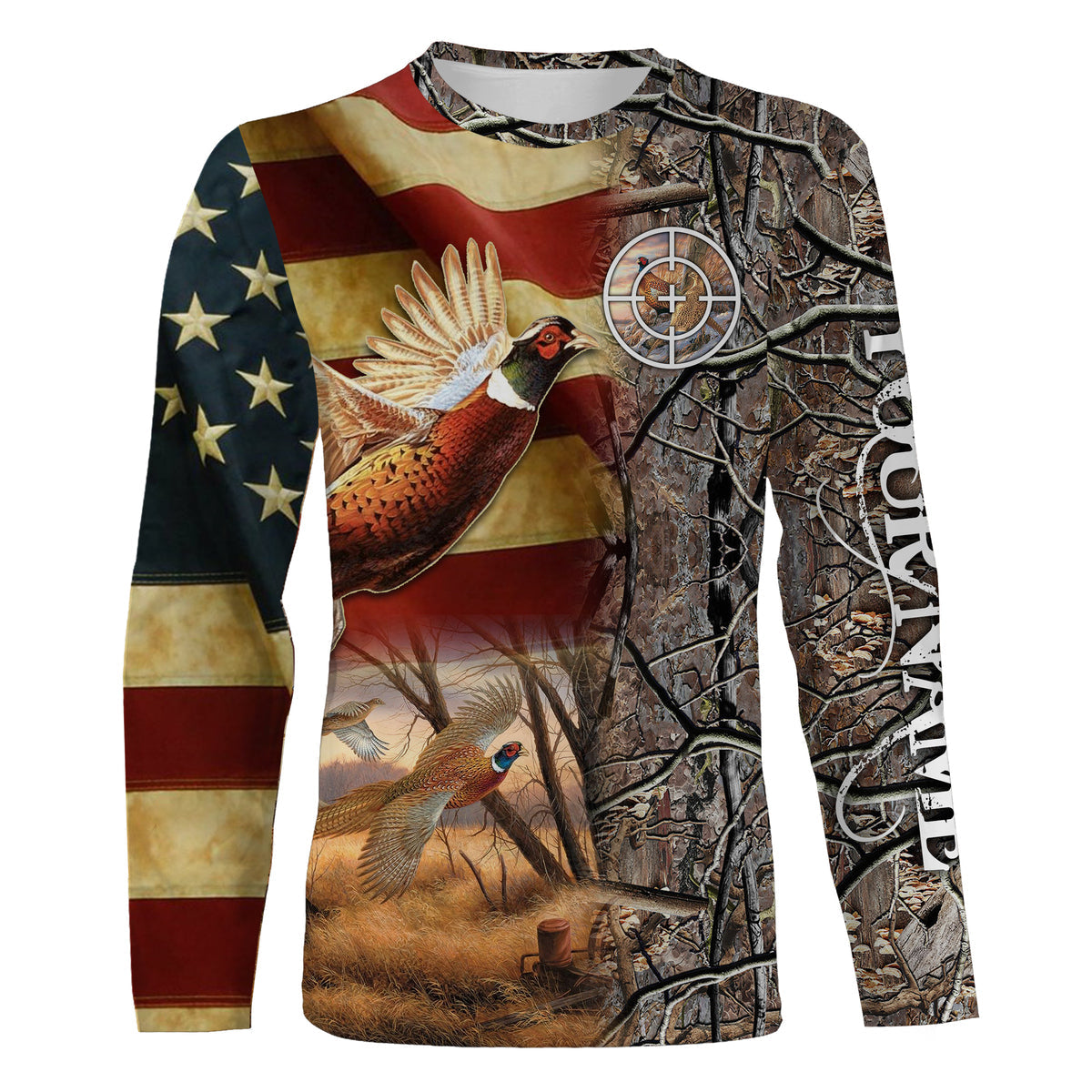 american-flag-pheasant-upland-hunting-camo-custom-name-3d-hunting-apparel-hunting-gift-for-hunters-fishing-long-sleeve-shirts