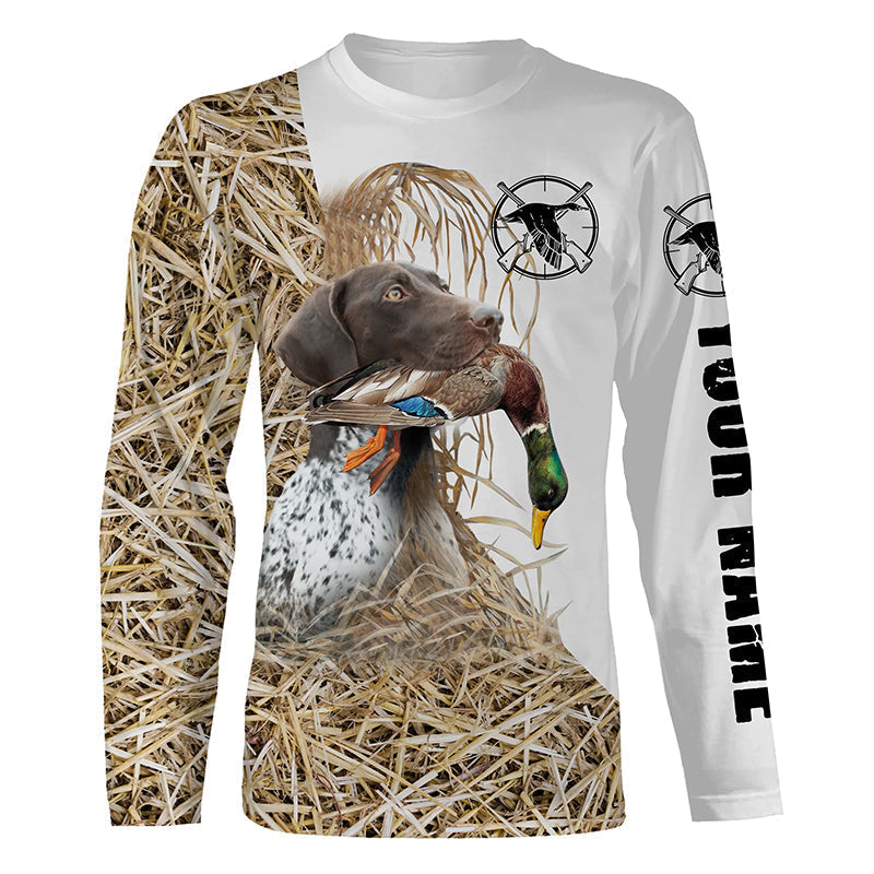 duck-hunting-with-german-shorthaired-pointer-dog-custom-camo-shirts-best-hunting-dog-hunting-gift-fishing-long-sleeve-shirts