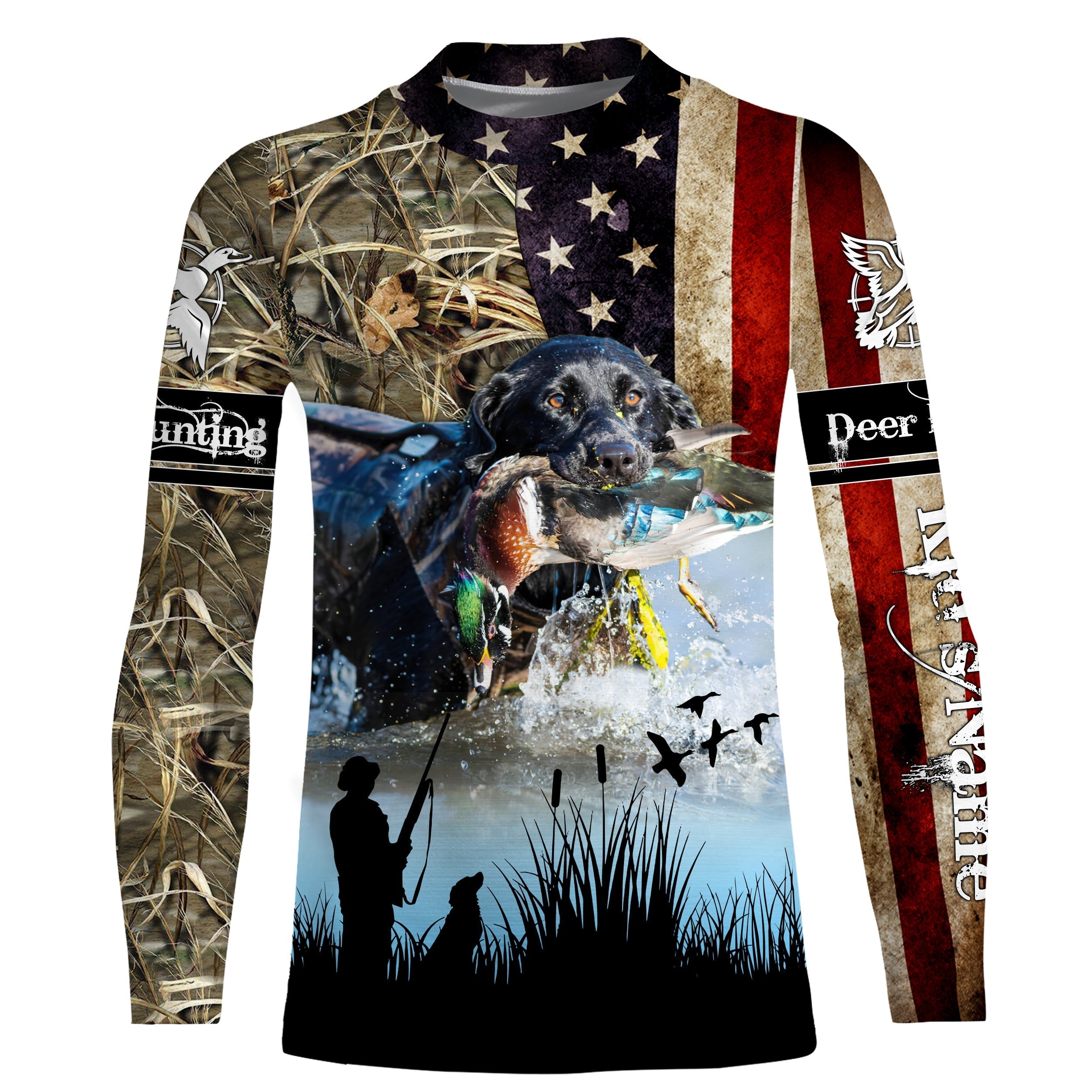 american-flag-labrador-retriever-duck-hunting-dog-waterfowl-camo-custom-name-3d-hunting-apparel-fishing-long-sleeve-shirts