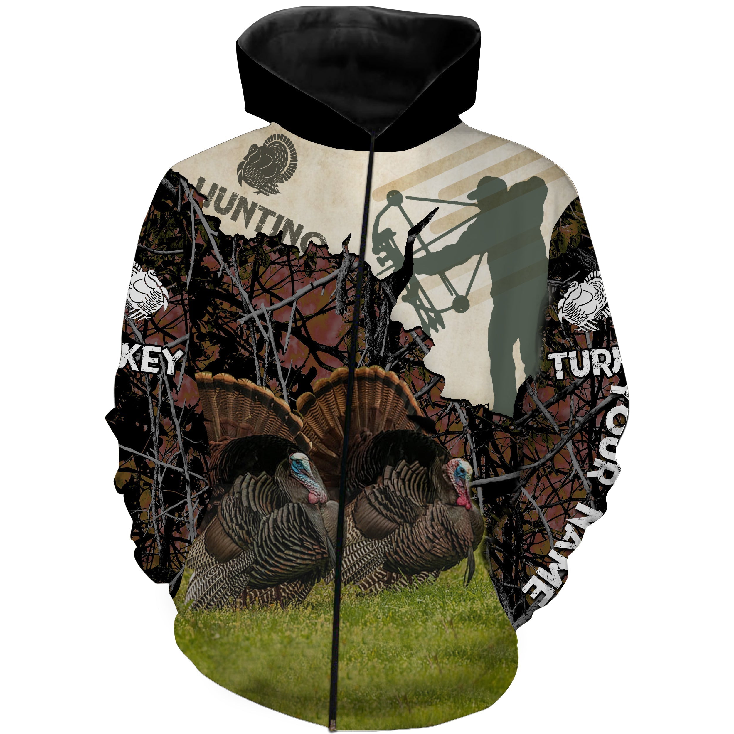 turkey-bow-hunting-reaper-custom-name-3d-all-over-print-fishing-hoodie
