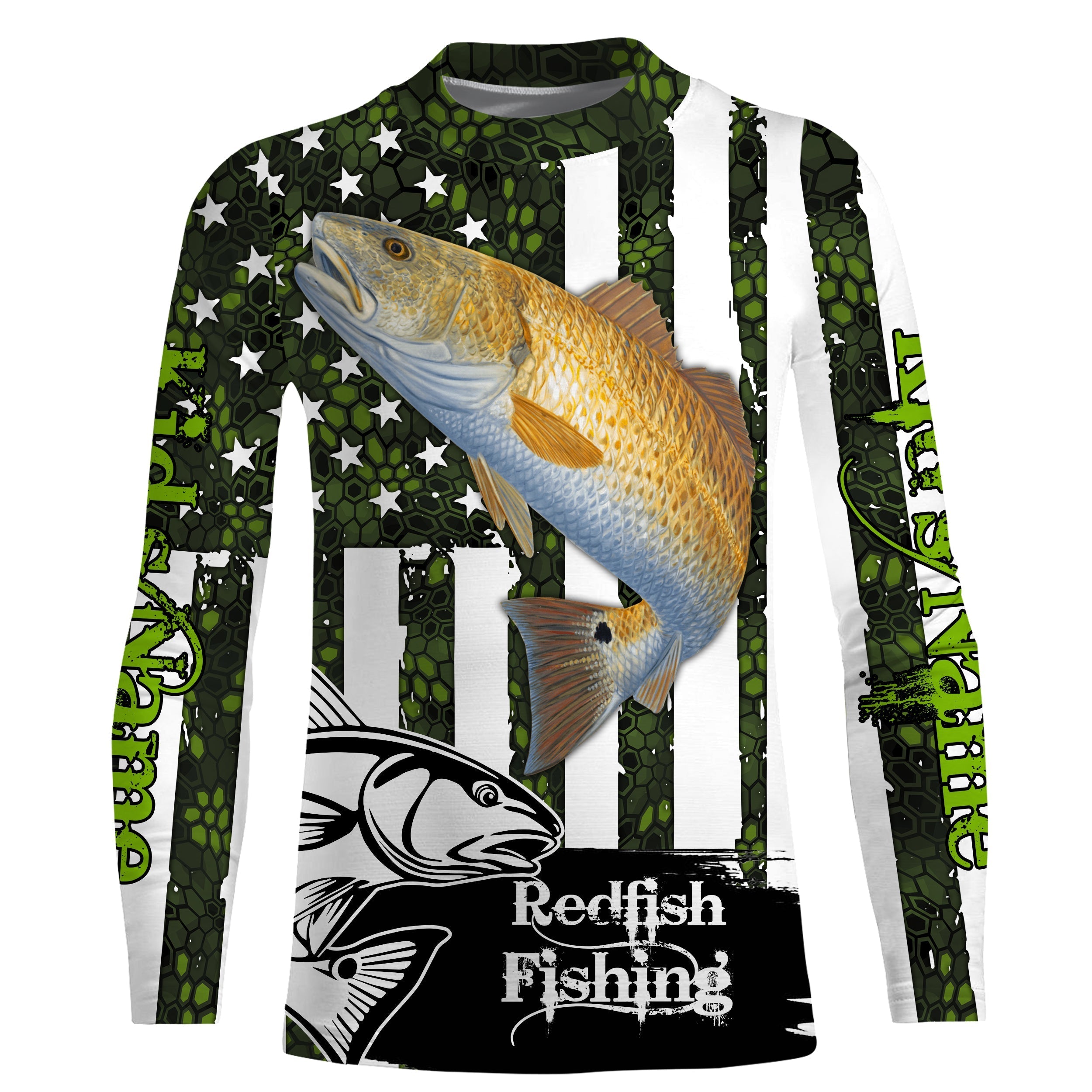 redfish-fishing-american-flag-custom-name-green-fishing-shirts-patriotic-fishing-gift-fishing-long-sleeve-shirts