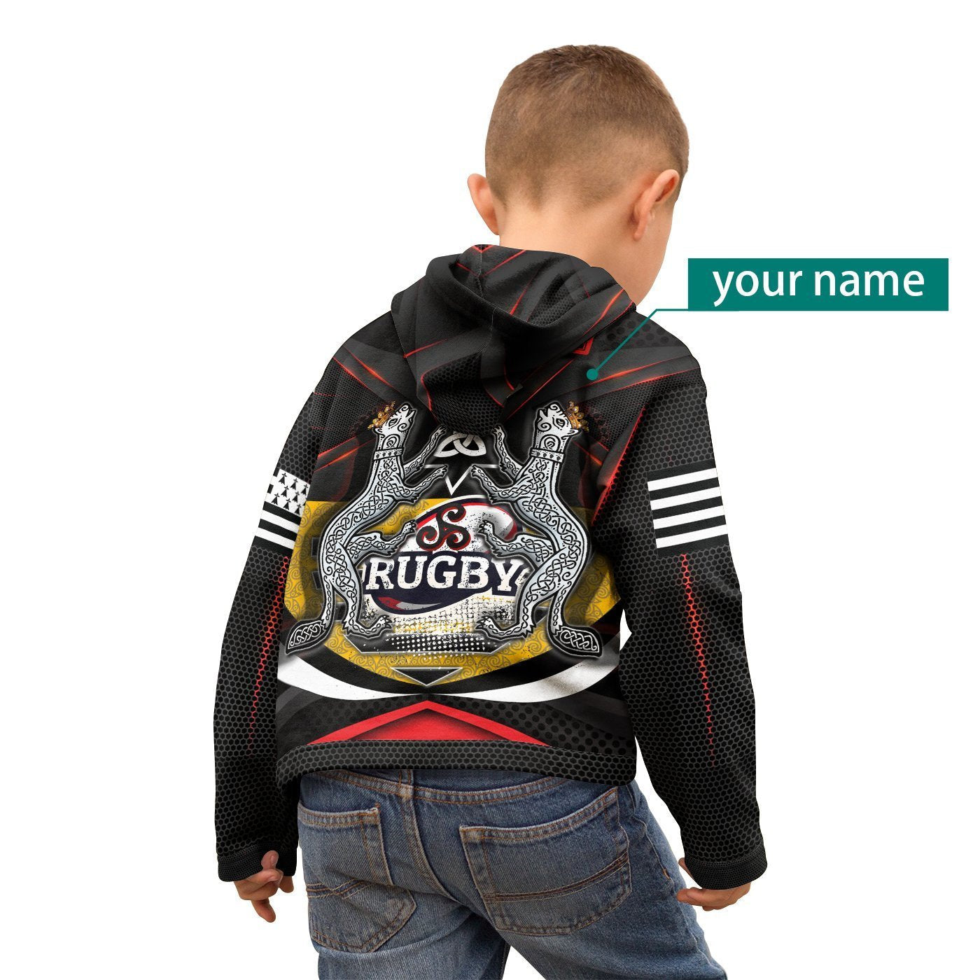 custom-text-bretagne-rugby-personalised-hoodie-kid-celtic-triskelion-and-stoat-ermine-sport-version