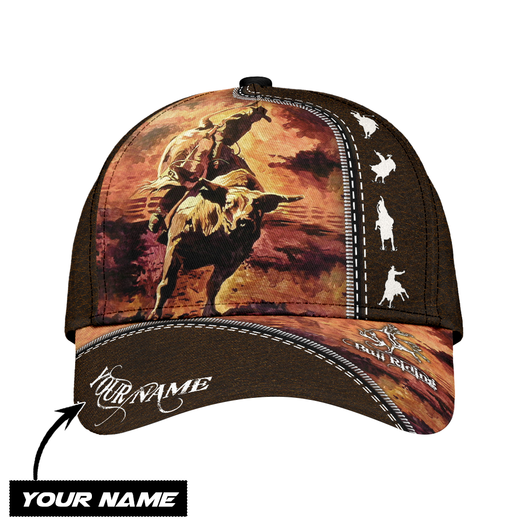 Personalized Name Bull Riding Classic Cap Rodeo Art Aljaira