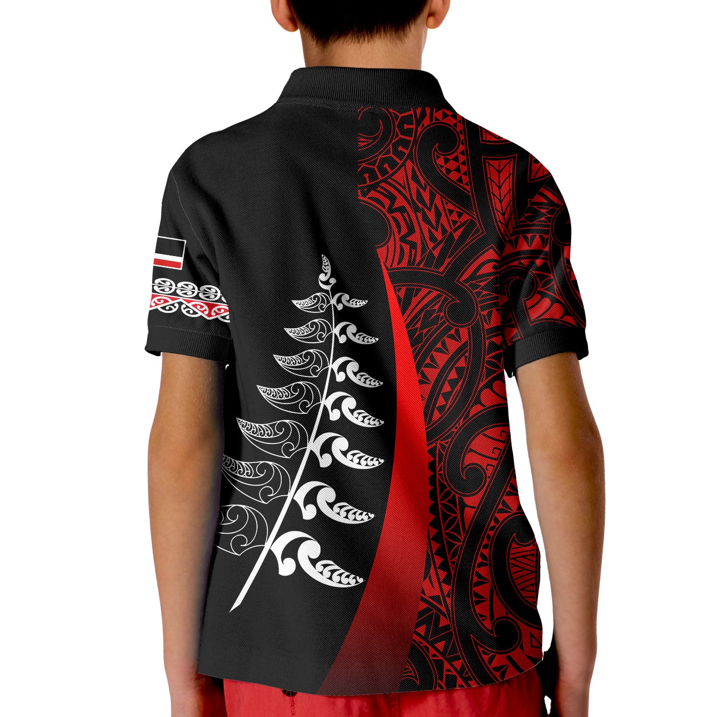 custom-personalised-waitangi-day-polo-shirt-maori-mix-fern-style-red