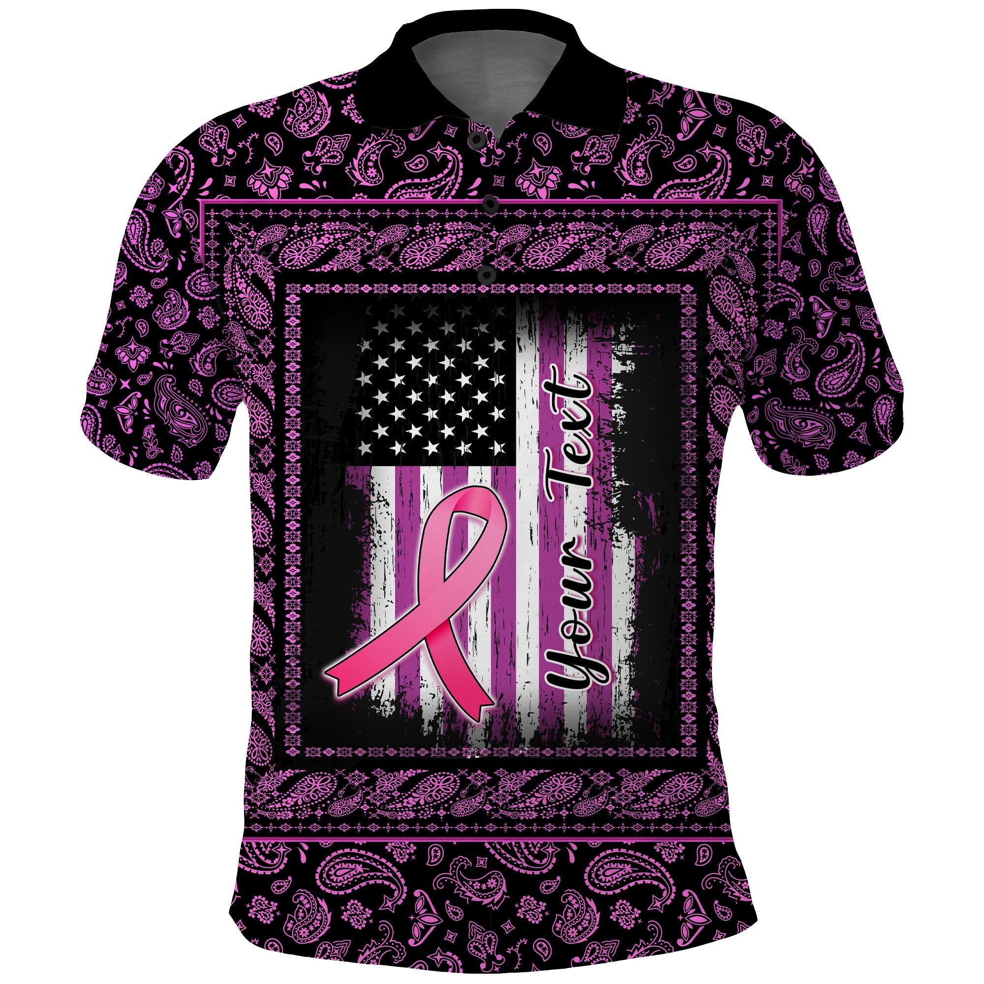 custom-personalised-breast-cancer-polo-shirt-black-paisley-pattern-in-october-we-wear-pink