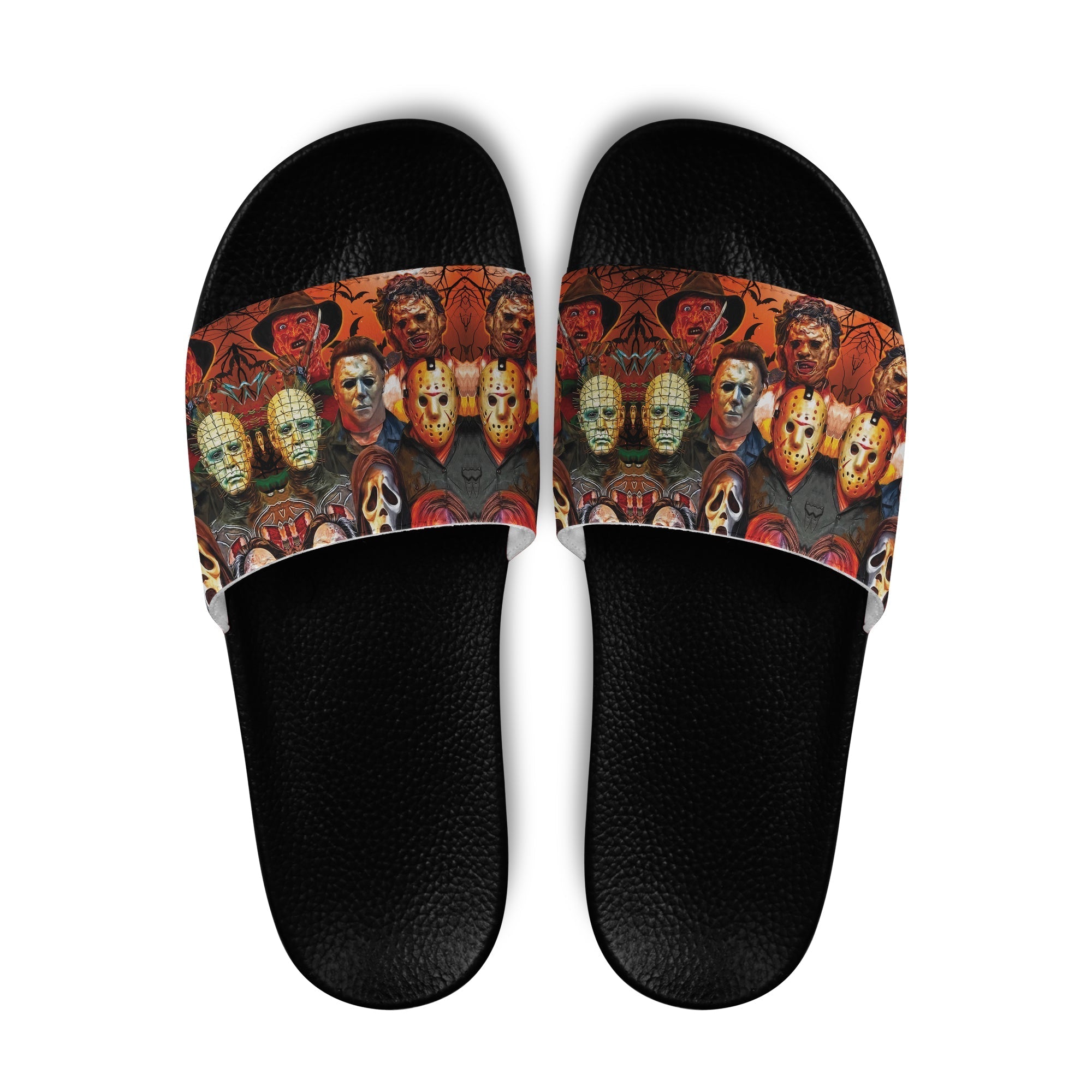 happy-halloween-slide-sandals-scary-characters-in-the-dark-forest