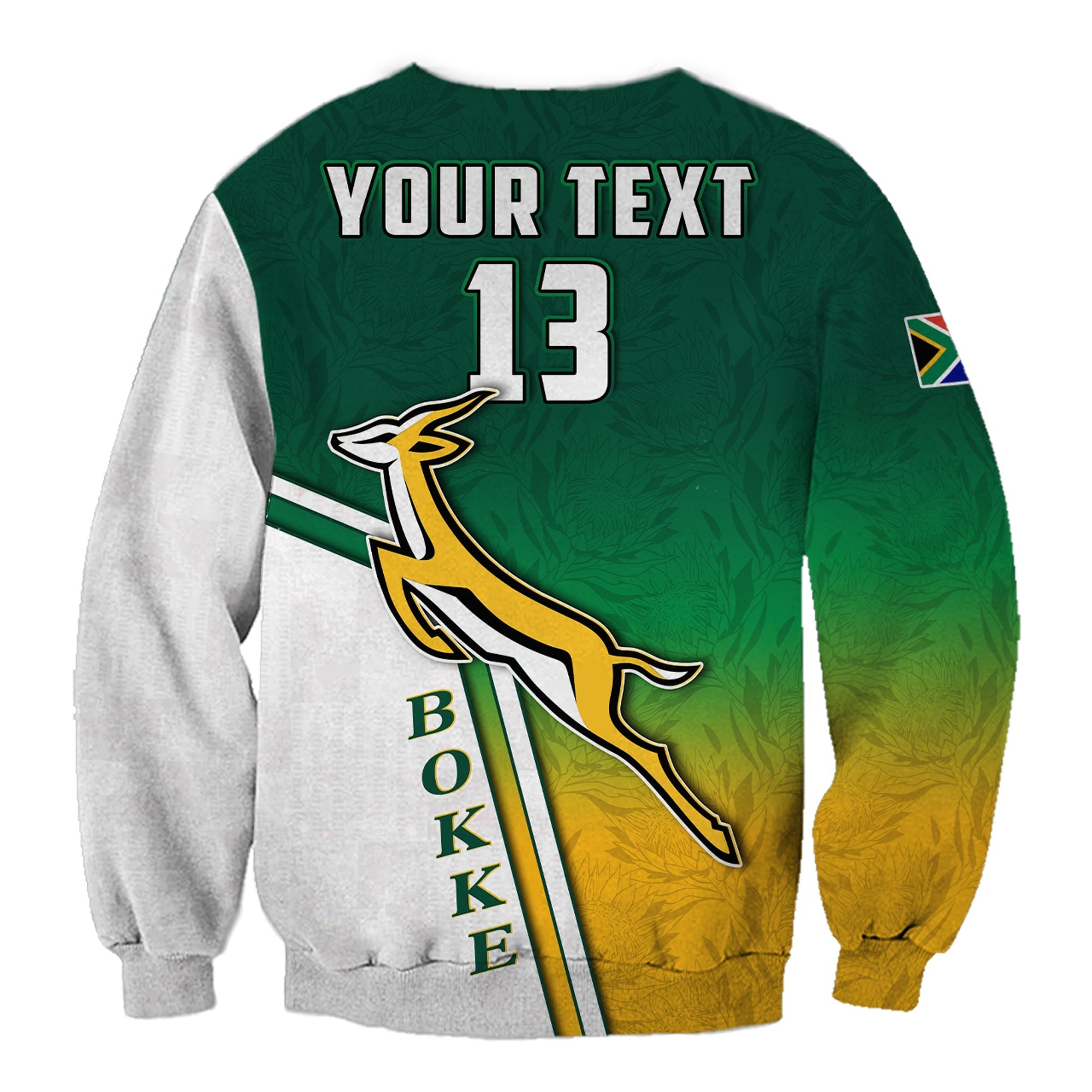 custom-text-and-number-south-africa-rugby-sweatshirt-protea-flower-springboks-go-bokke