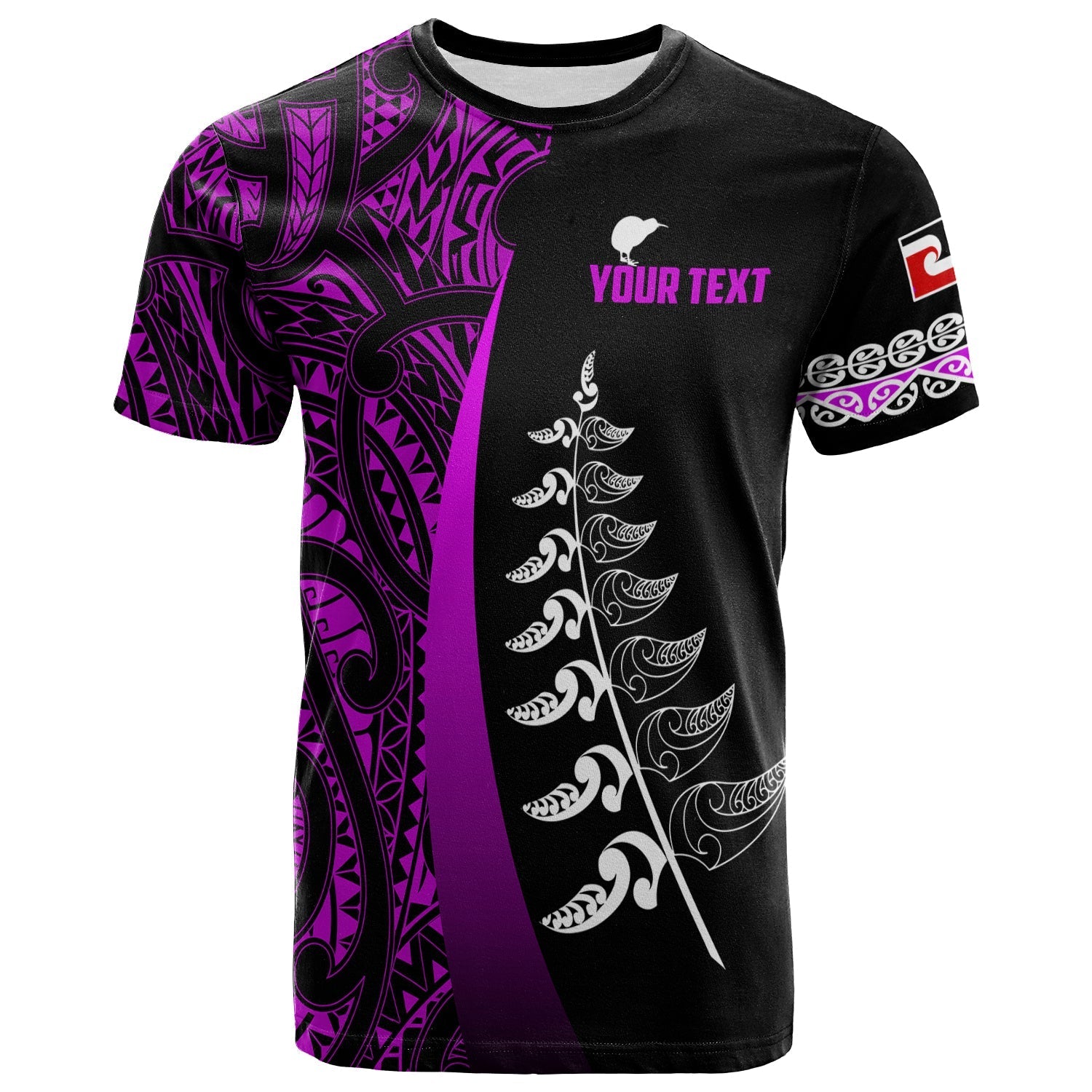 custom-personalised-waitangi-day-t-shirt-maori-mix-fern-style-purple