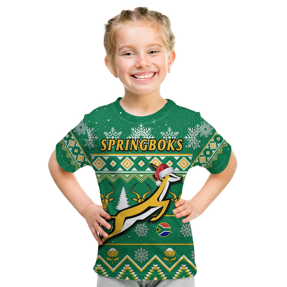 South Africa Rugby Christmas T Shirt KID Springboks Geseende Kersfees ...