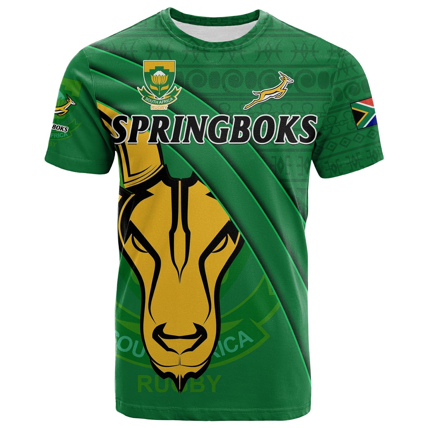 custom-text-and-number-south-africa-rugby-t-shirt-bokke-springbok-with-african-pattern-stronger-together