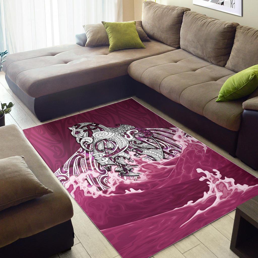 Maori Manaia The Blue Sea Area Rug, Pink – Aljaira