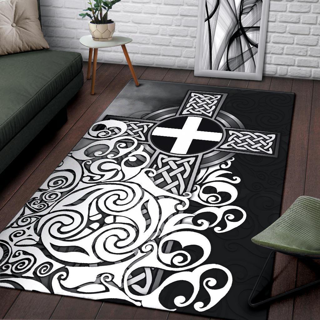 Cornwall Area Rug - Cornish Flag With Celtic Cross – Aljaira