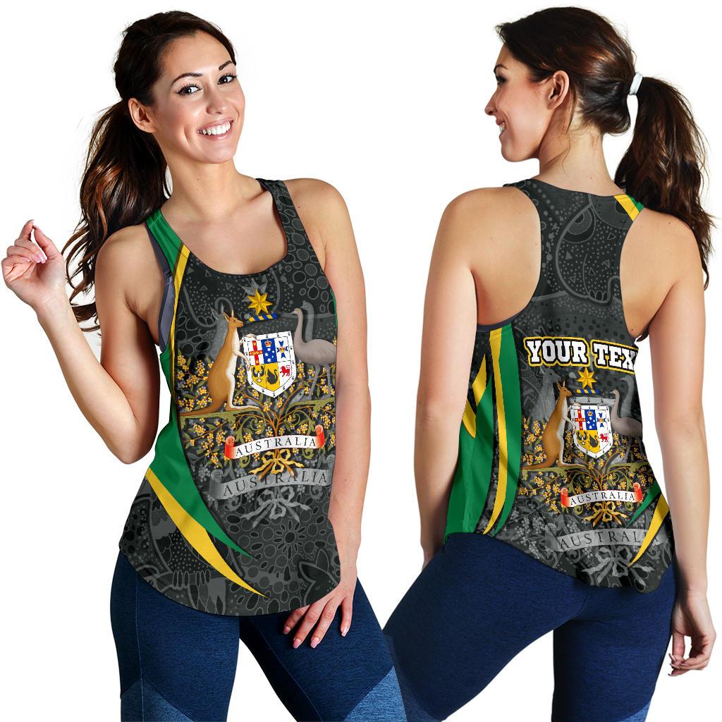 custom-text-racerback-tank-aus-coat-of-arms-aussie-spirit-green-women